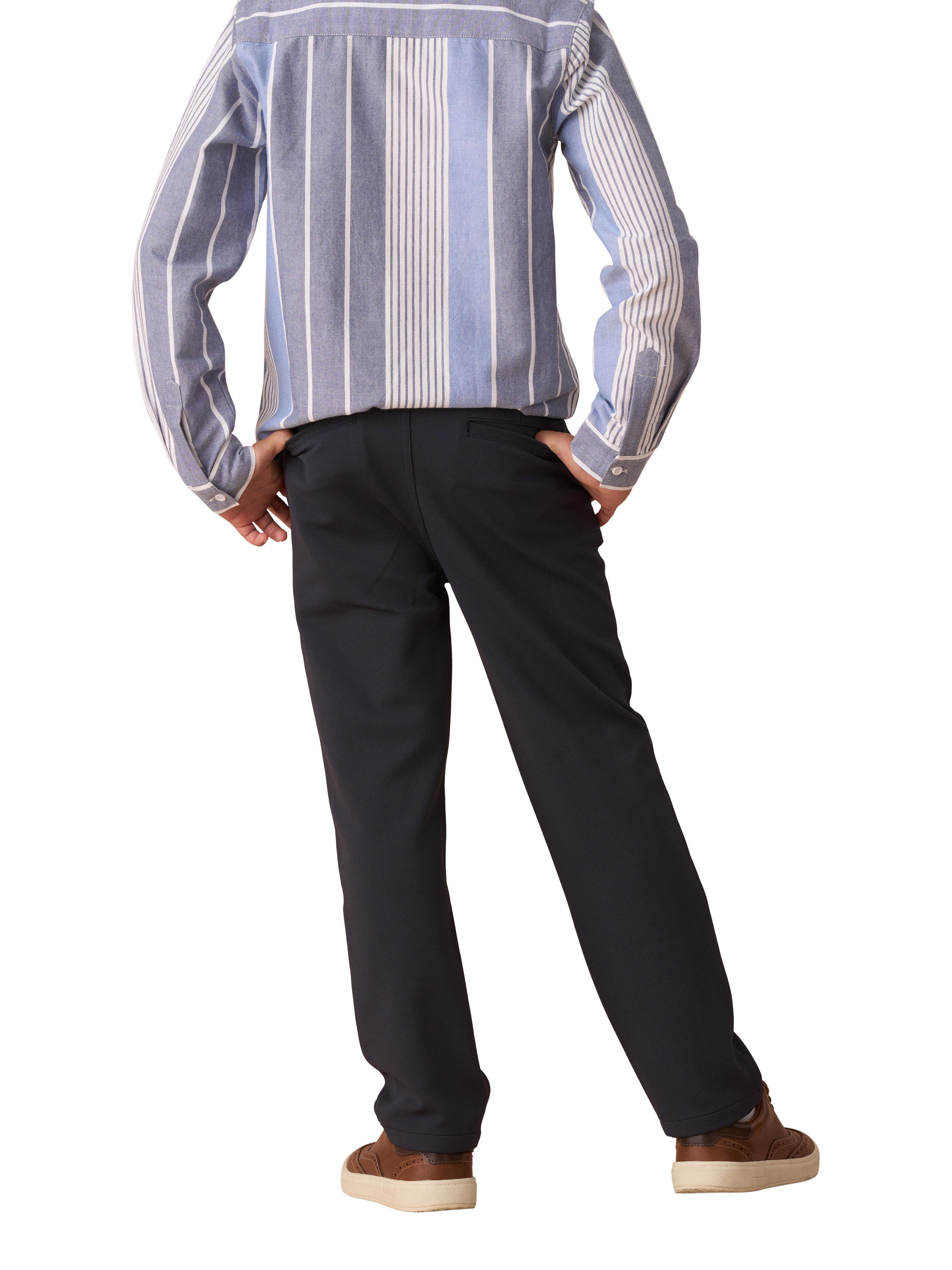 Product image 2 of 6, which shows Angel & Rocket Kids' Oscar Smart Chino Trousers, Black, 3 years