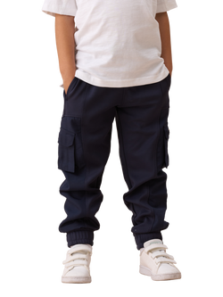 Angel & Rocket Kids' Mix Fabric Joggers, Navy, Navy