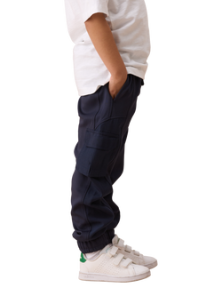 Angel & Rocket Kids' Mix Fabric Joggers, Navy - view 2, Navy