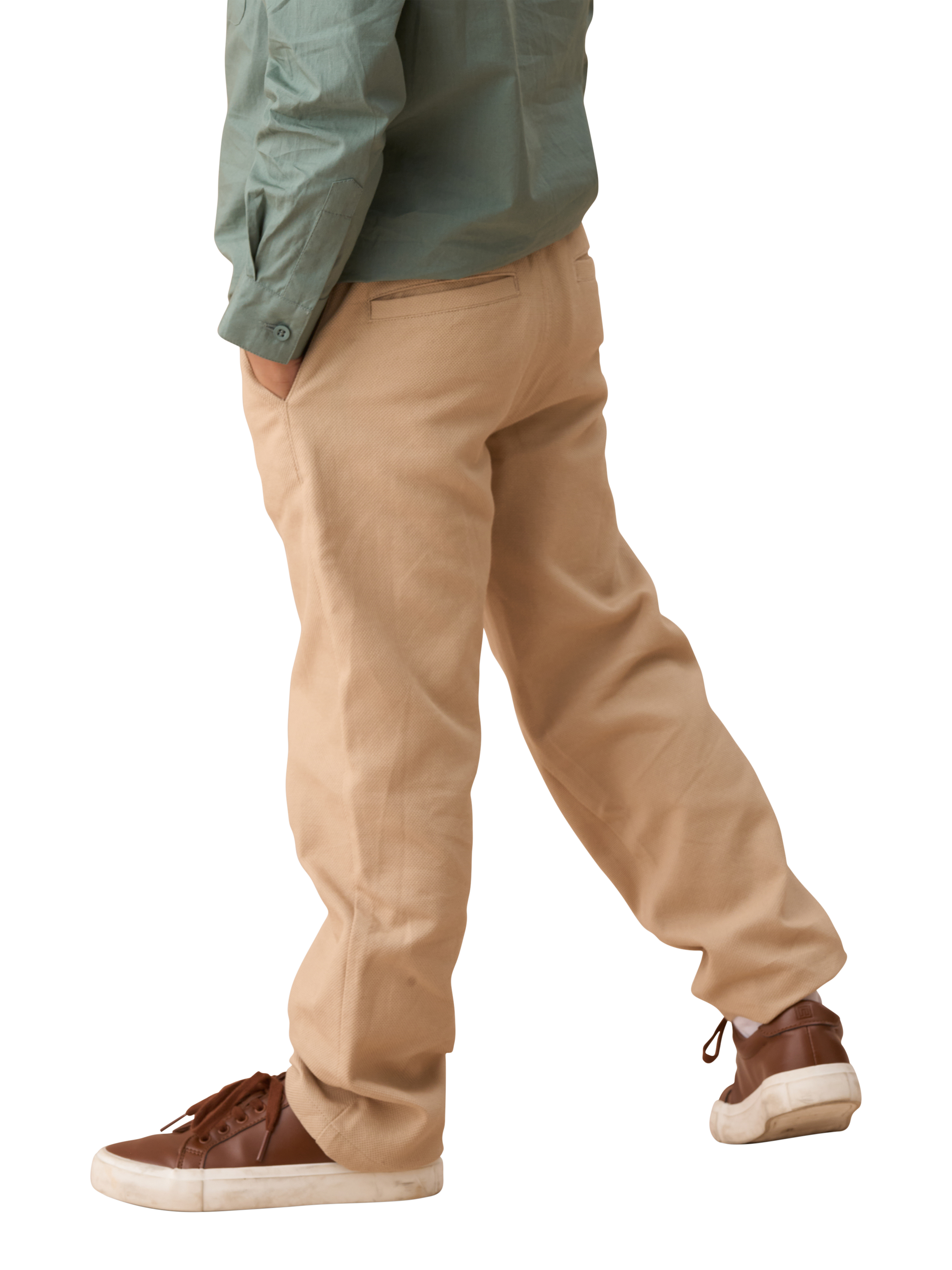 Product image 2 of 6, which shows Angel & Rocket Kids' Luca Smart Trousers, Stone, 3 years