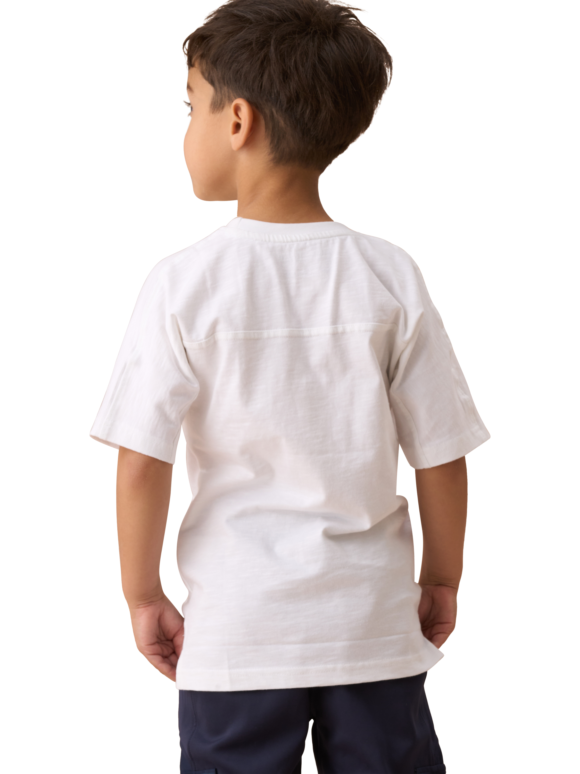 Product image 2 of 6, which shows Angel & Rocket Kids' Cotton Panelled T-Shirt, White, 3-4 years