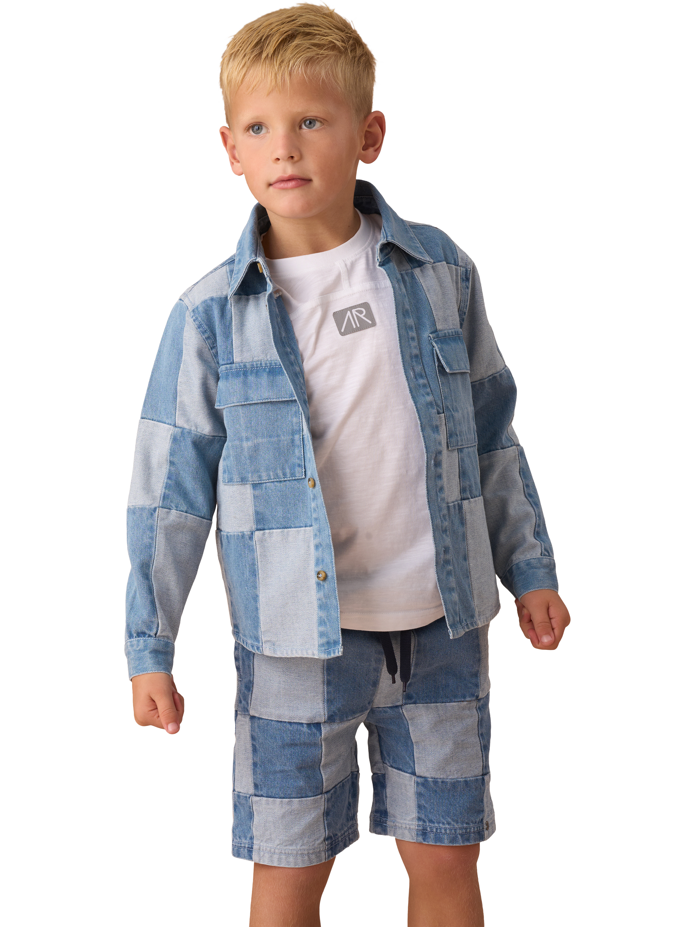 Product image 3 of 6, which shows Angel & Rocket Kids' Cotton Panelled T-Shirt, White, 3-4 years