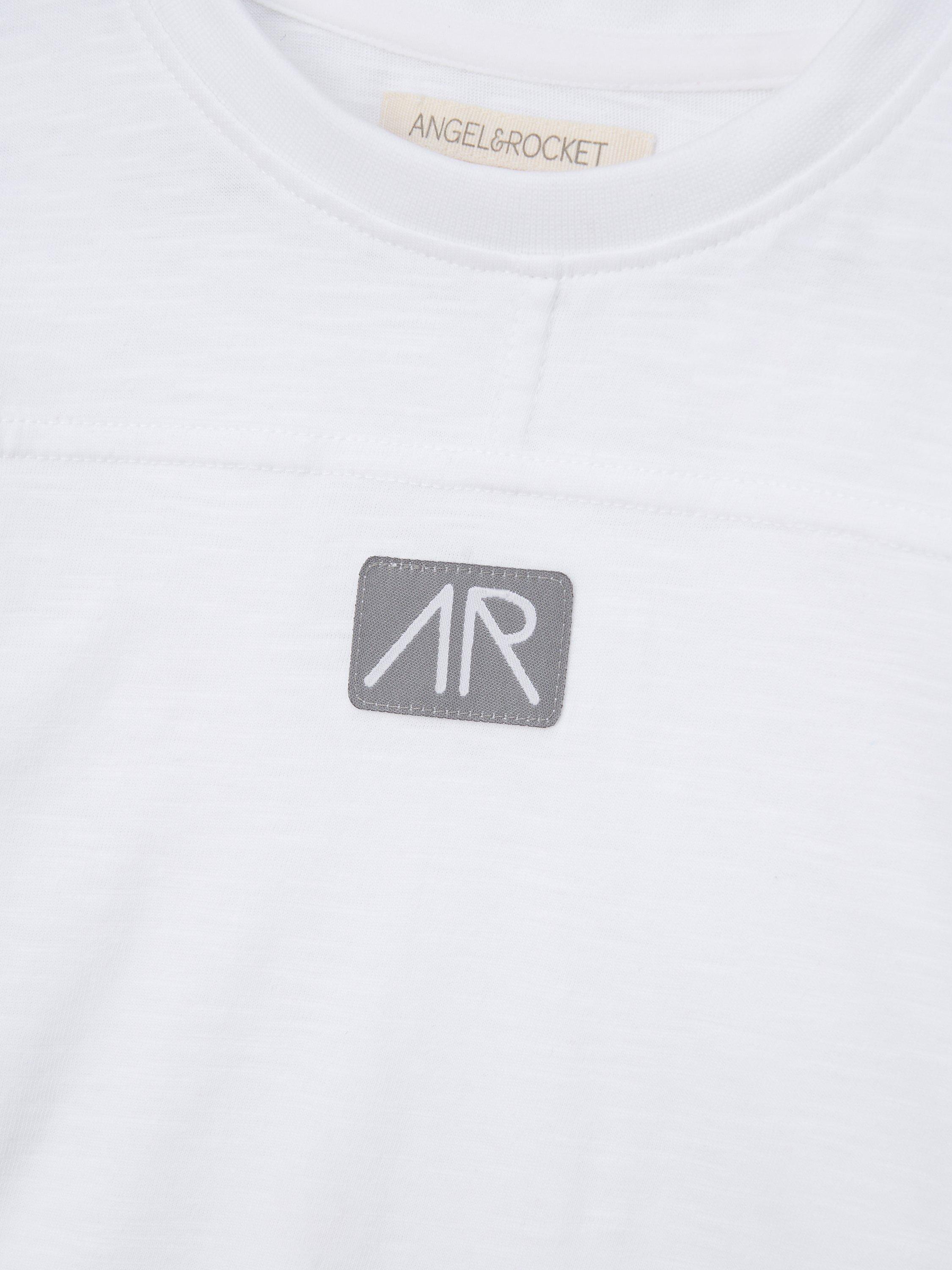 Product image 6 of 6, which shows Angel & Rocket Kids' Cotton Panelled T-Shirt, White, 3-4 years