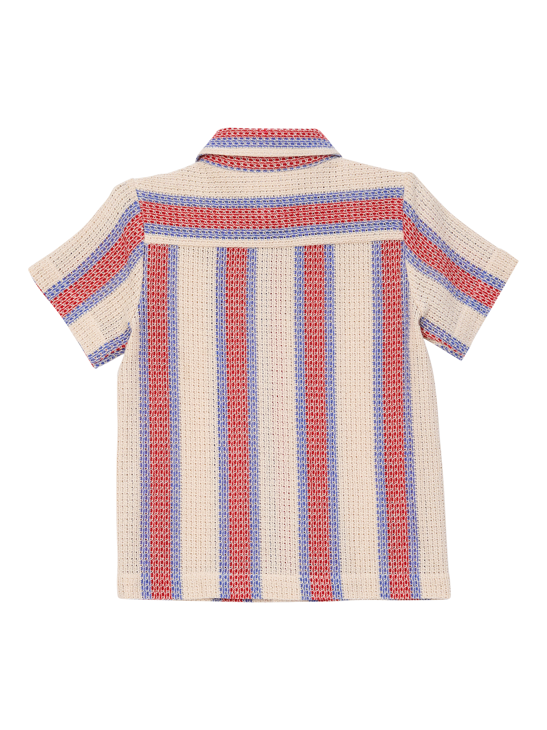 Product image 6 of 7, which shows Angel & Rocket Kids' Short Sleeve Striped Crochet Knit Shirt, Stone/Multi, 8 years