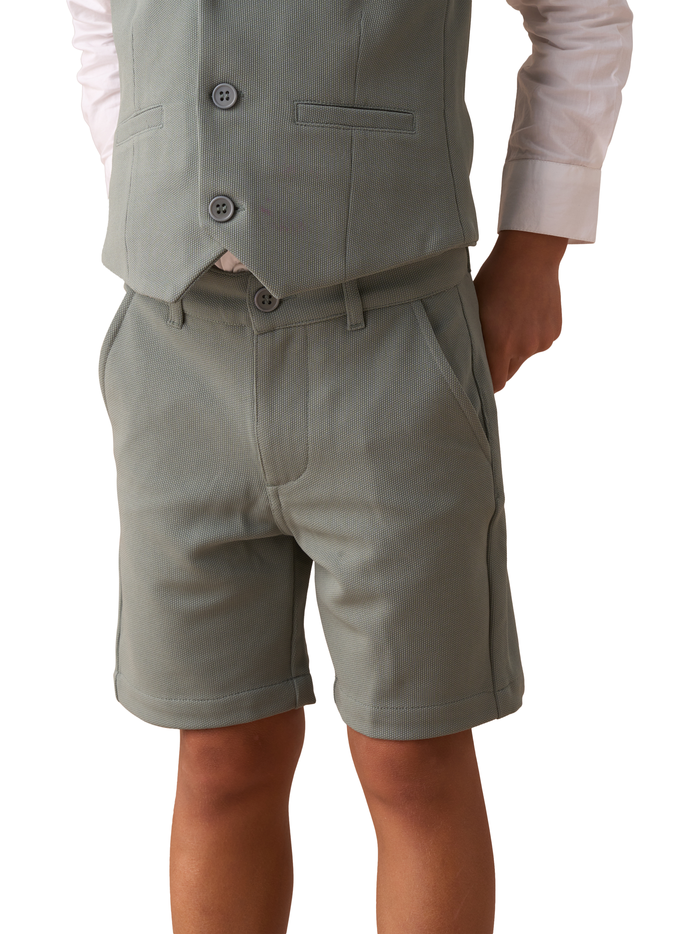 Product image 1 of 7, which shows Angel & Rocket Kids' Smart Textured Shorts, Green, 2 years