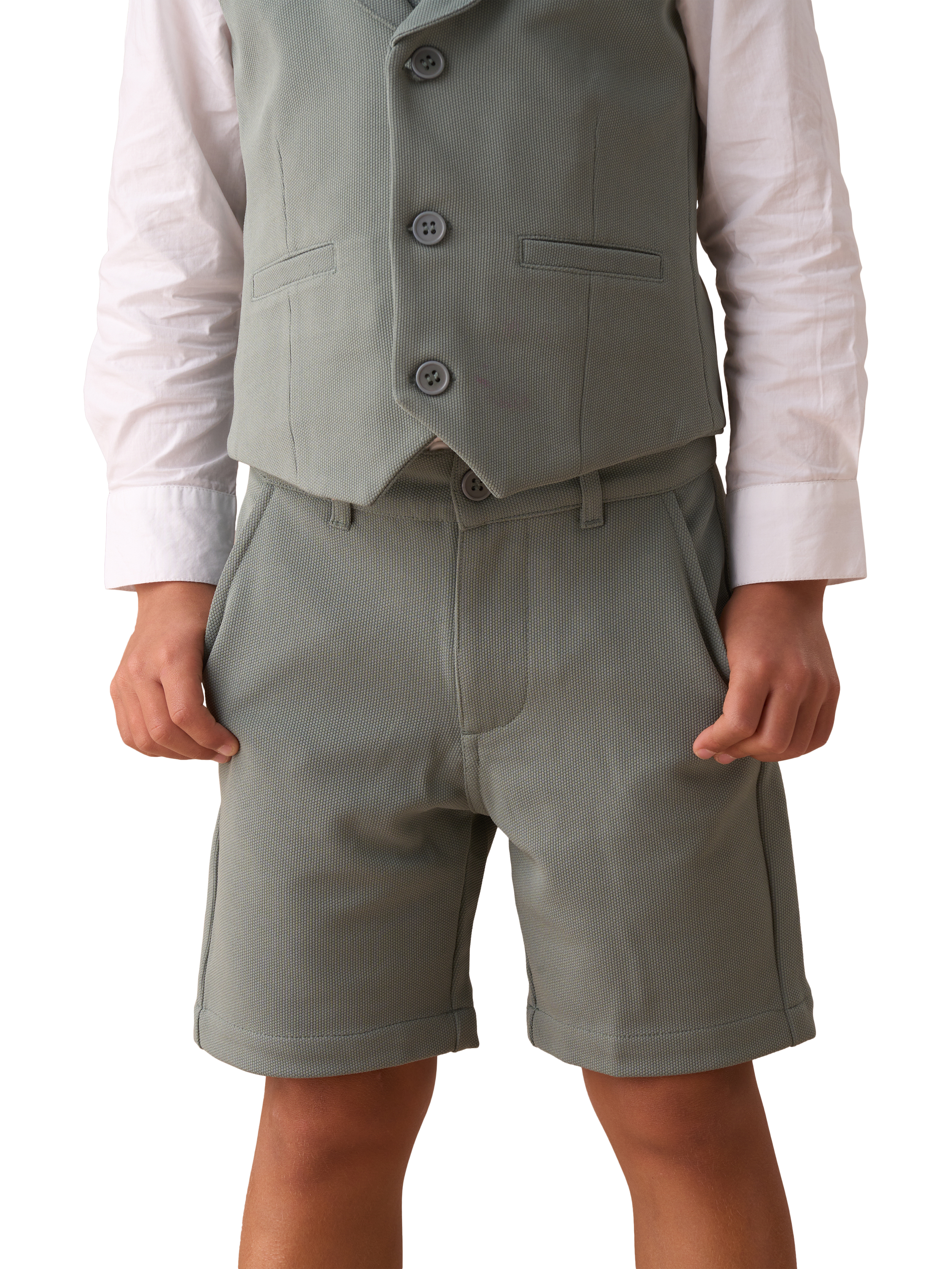 Product image 3 of 7, which shows Angel & Rocket Kids' Smart Textured Shorts, Green, 2 years