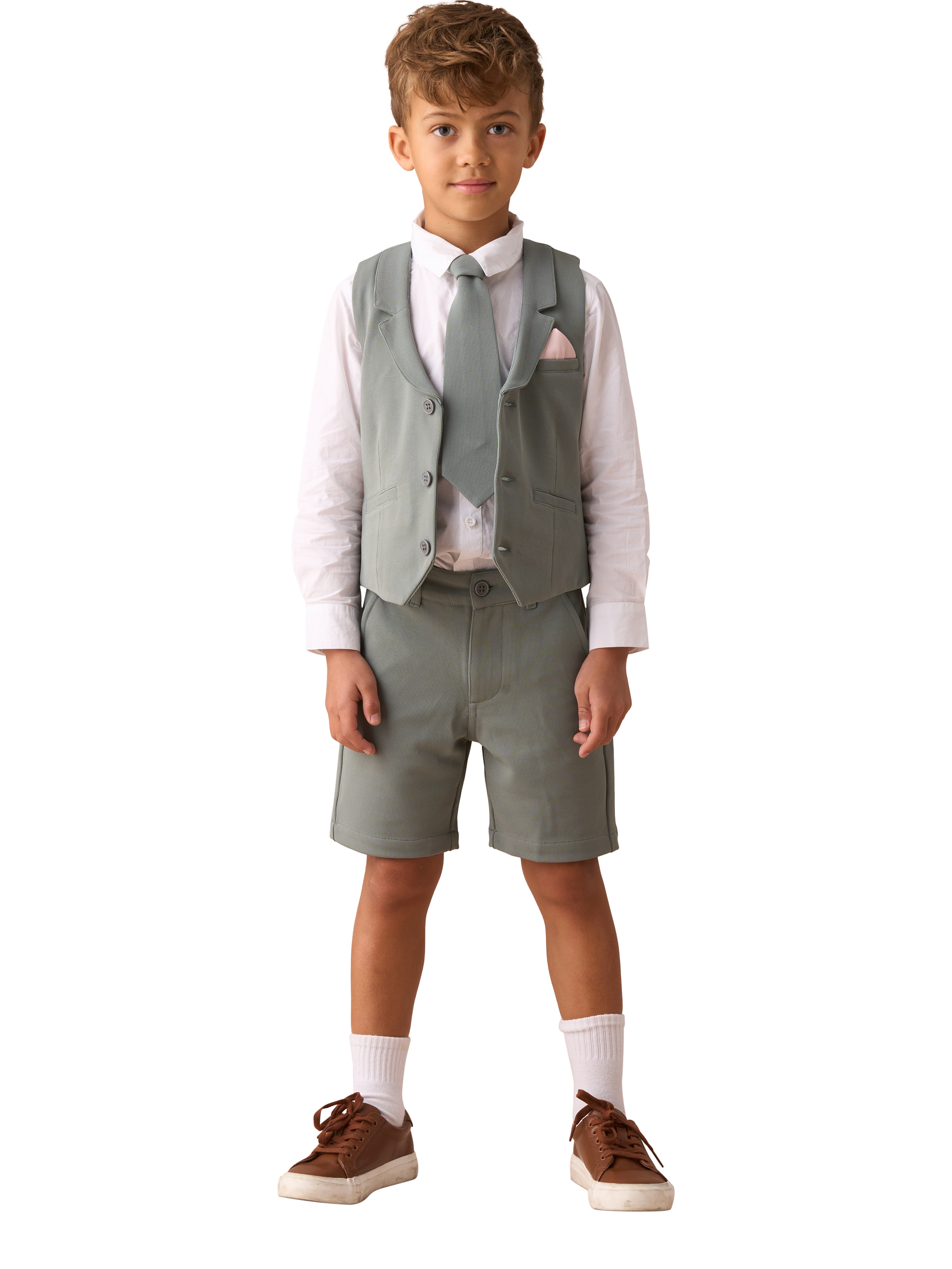 Product image 4 of 7, which shows Angel & Rocket Kids' Smart Textured Shorts, Green, 2 years