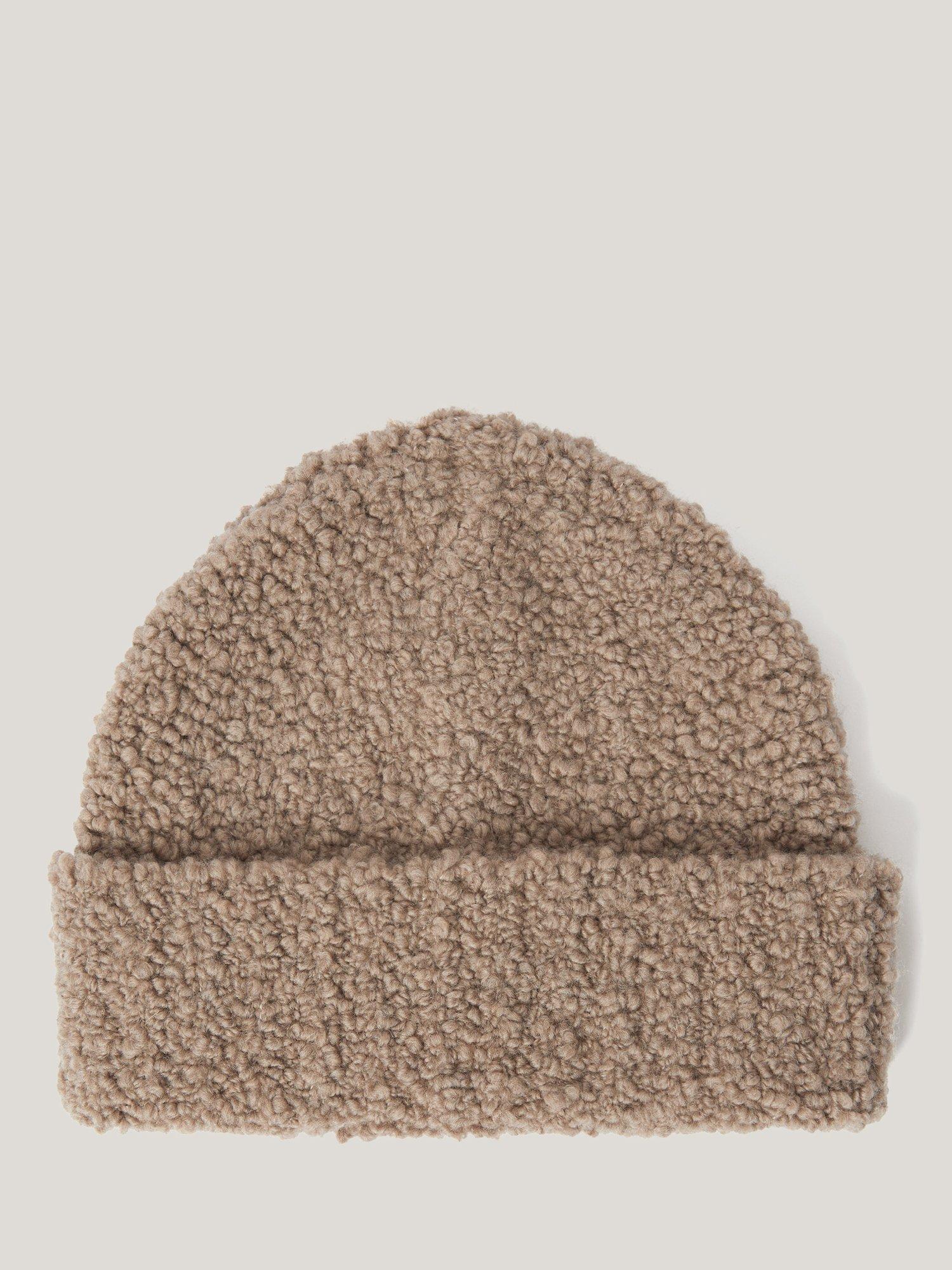 Jigsaw Boucle Wool Rich Beanie Hat, Taupe