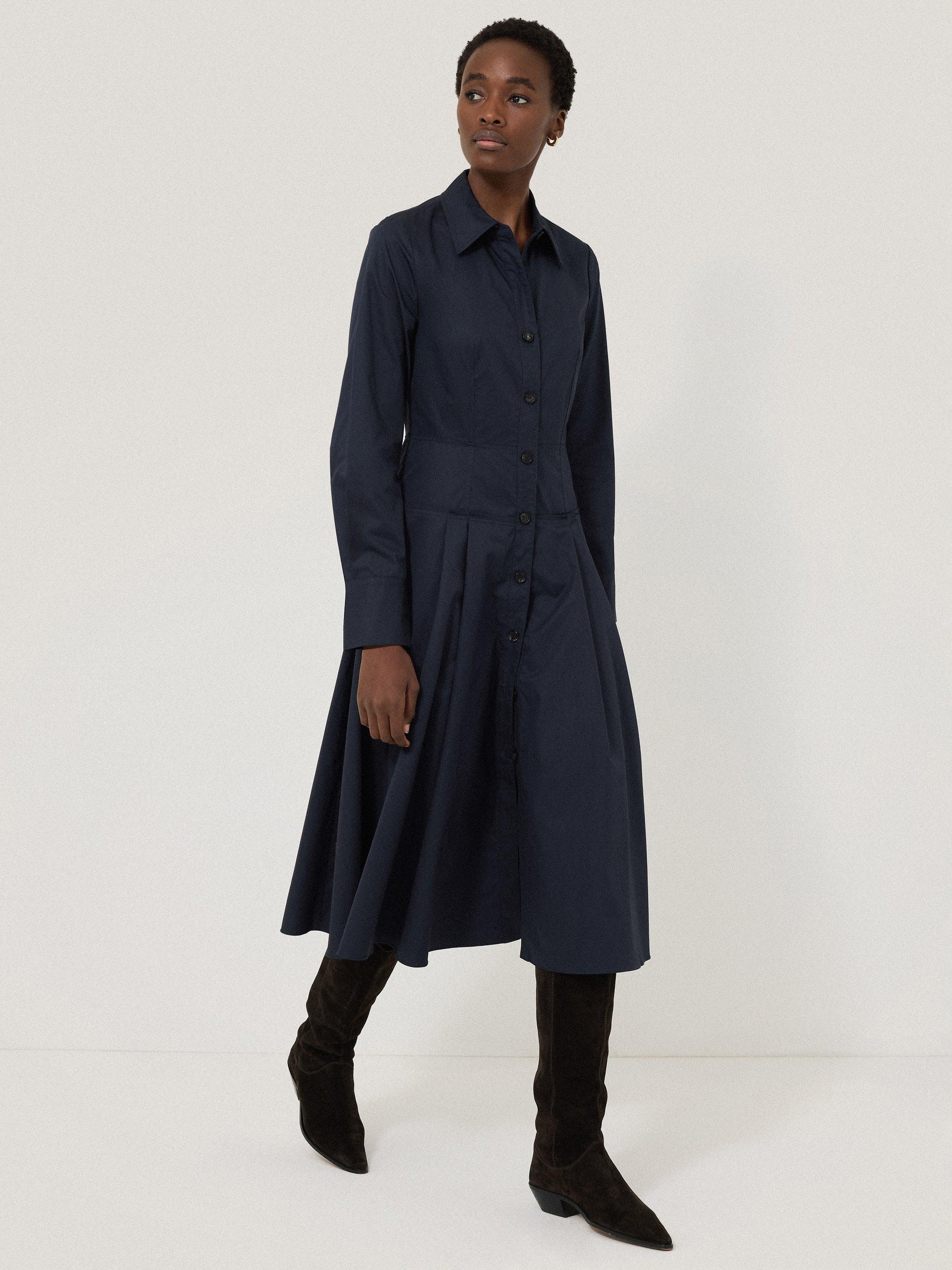 Product image 1 of 8, which shows Jigsaw Panelled Shirt Dress, Navy, 8