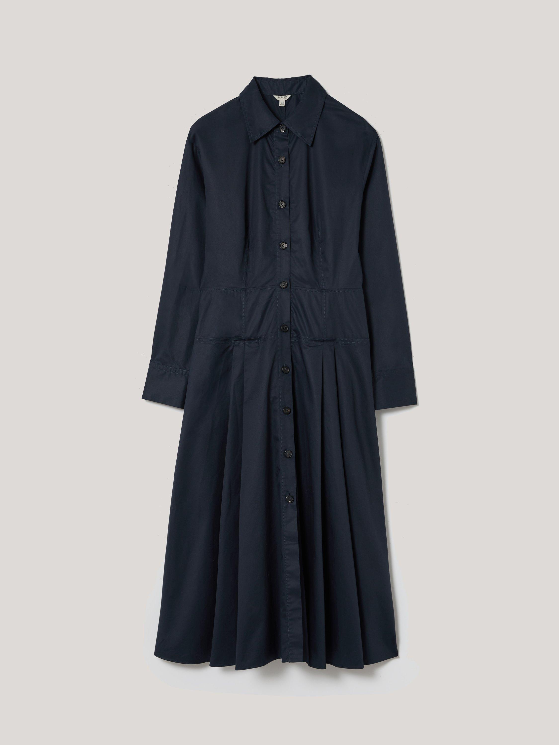 Product image 5 of 8, which shows Jigsaw Panelled Shirt Dress, Navy, 8