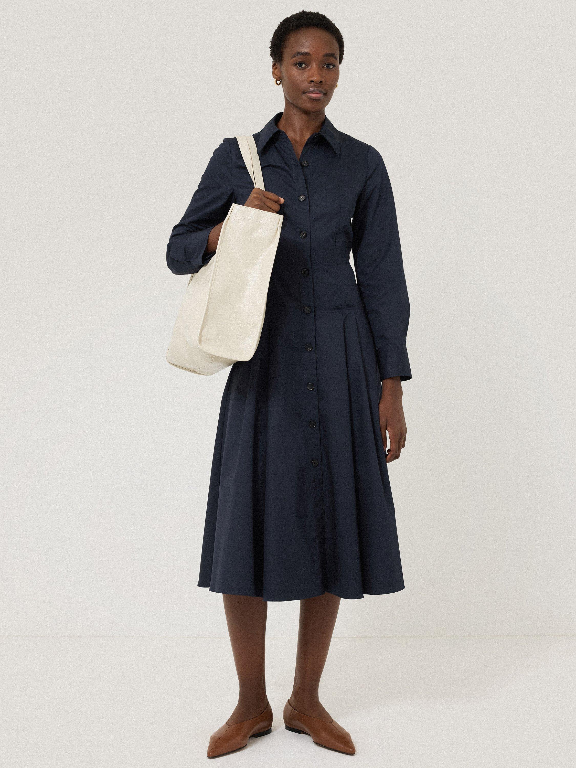 Product image 7 of 8, which shows Jigsaw Panelled Shirt Dress, Navy, 8