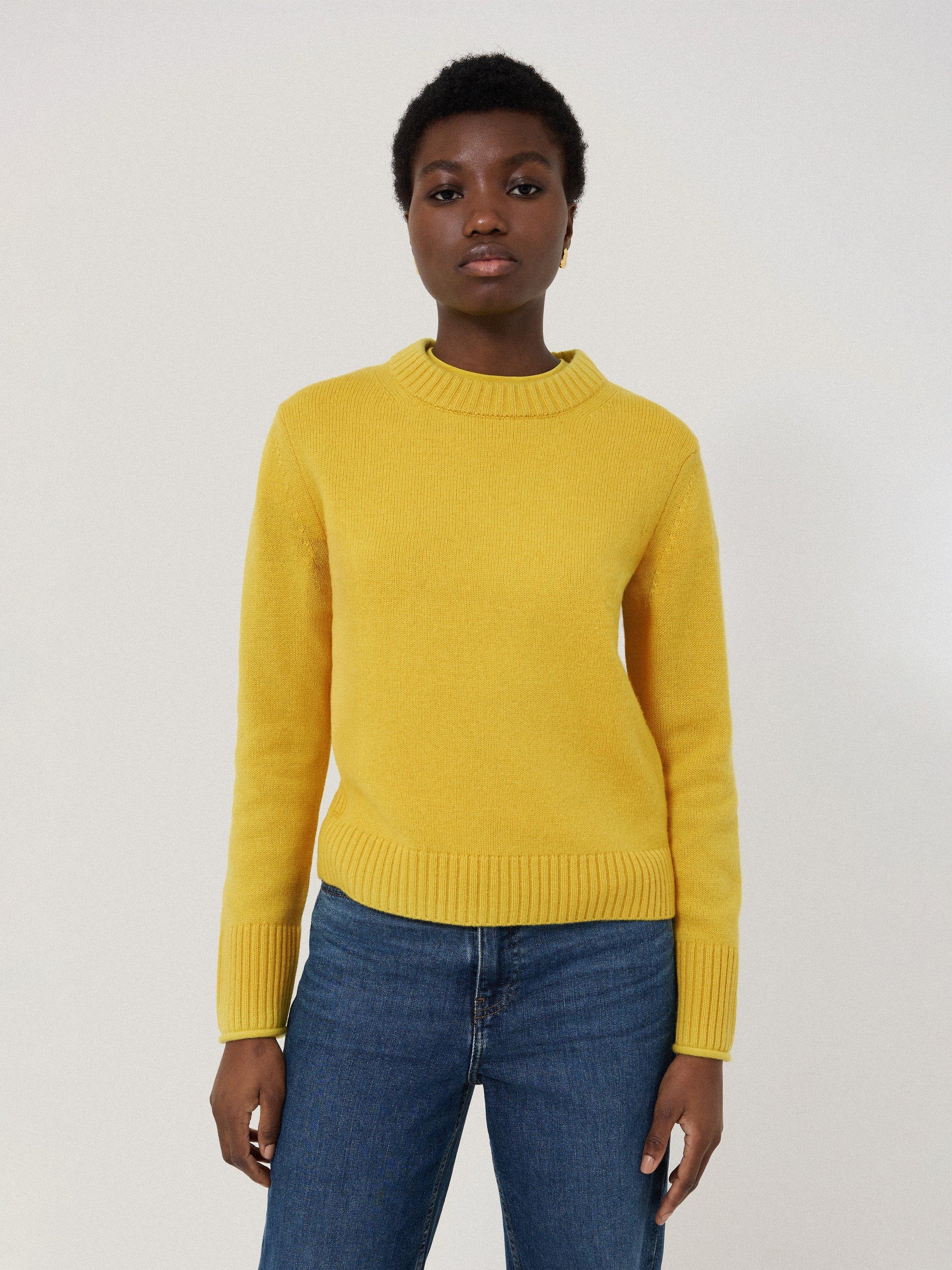 Jigsaw Crew Neck Wool Rich Jumper, Yellow