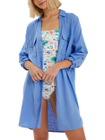 Accessorize Longline Beach Shirt, Light Blue