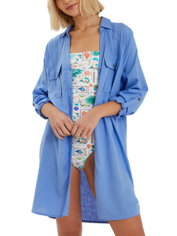 Accessorize Longline Beach Shirt, Light Blue, Light Blue