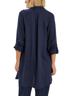 Accessorize Long Sleeve Beach Cover Up Shirt, Navy - view 2, Navy