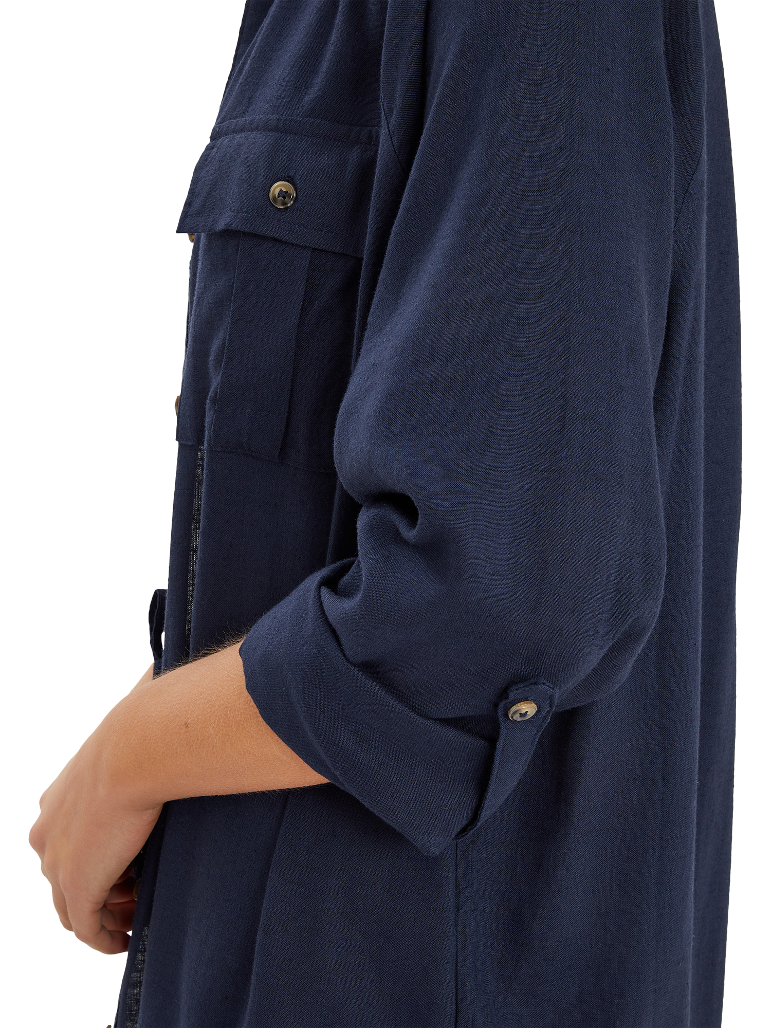 Product image 4 of 4, which shows Accessorize Long Sleeve Beach Cover Up Shirt, Navy, XS