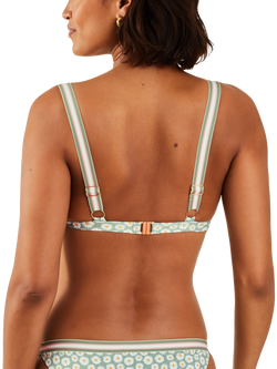 Accessorize Daisy Print Triangle Bikini Top, Light Green/Multi - view 2, Light Green/Multi