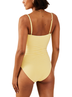 Accessorize Gingham V Insert Swimsuit, Yellow/White - view 2, Yellow/White