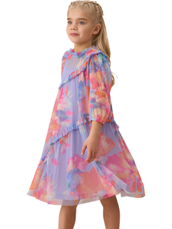 Angel & Rocket Kids' Asymmetric Frill Dress, Multi, Multi