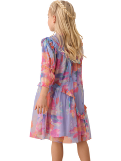 Angel & Rocket Kids' Asymmetric Frill Dress, Multi - view 2, Multi