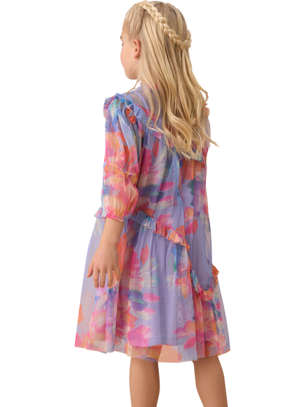 Angel & Rocket Kids' Asymmetric Frill Dress, Multi - view 2, Multi