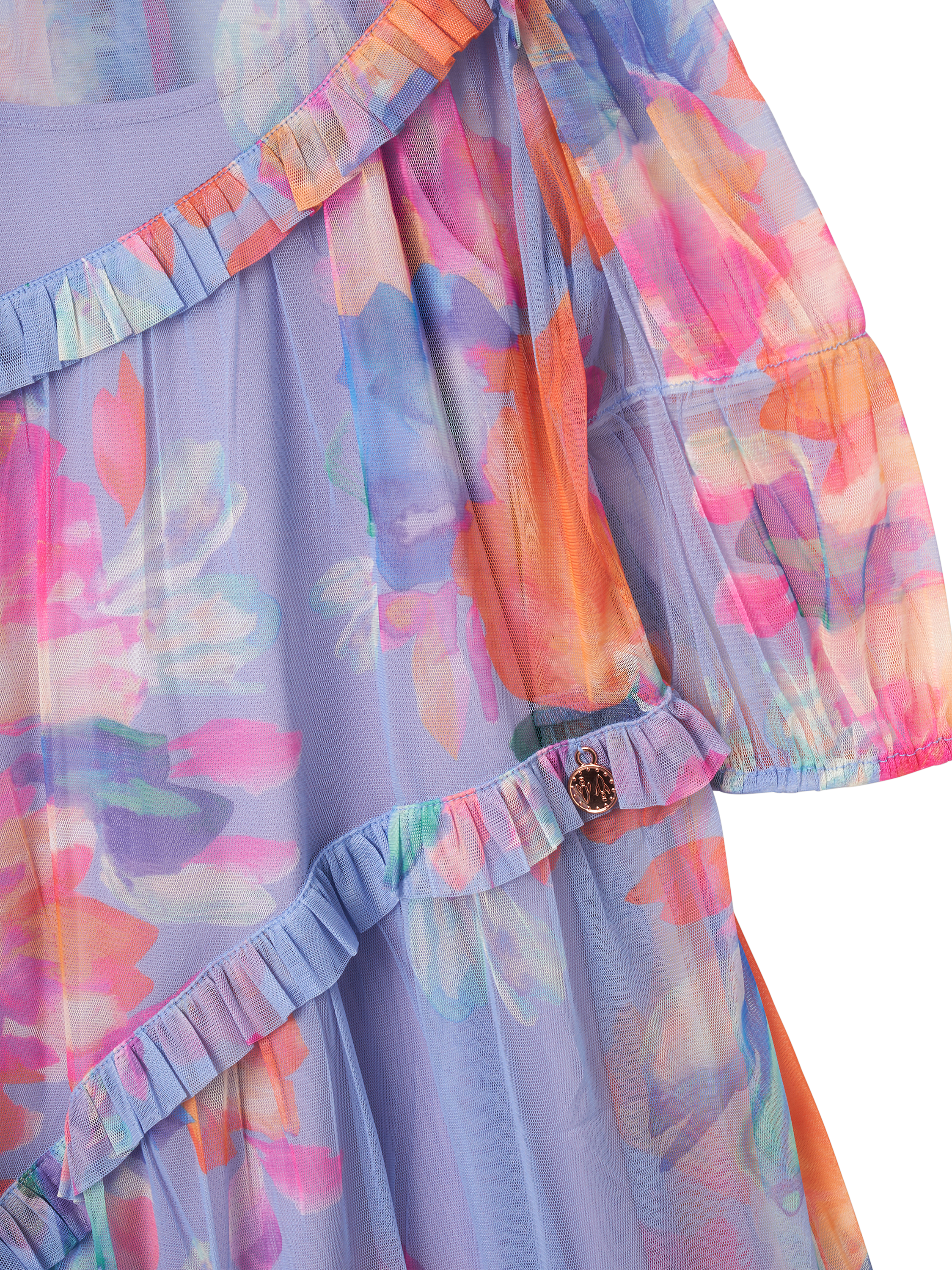 Product image 8 of 8, which shows Angel & Rocket Kids' Asymmetric Frill Dress, Multi, 3 years