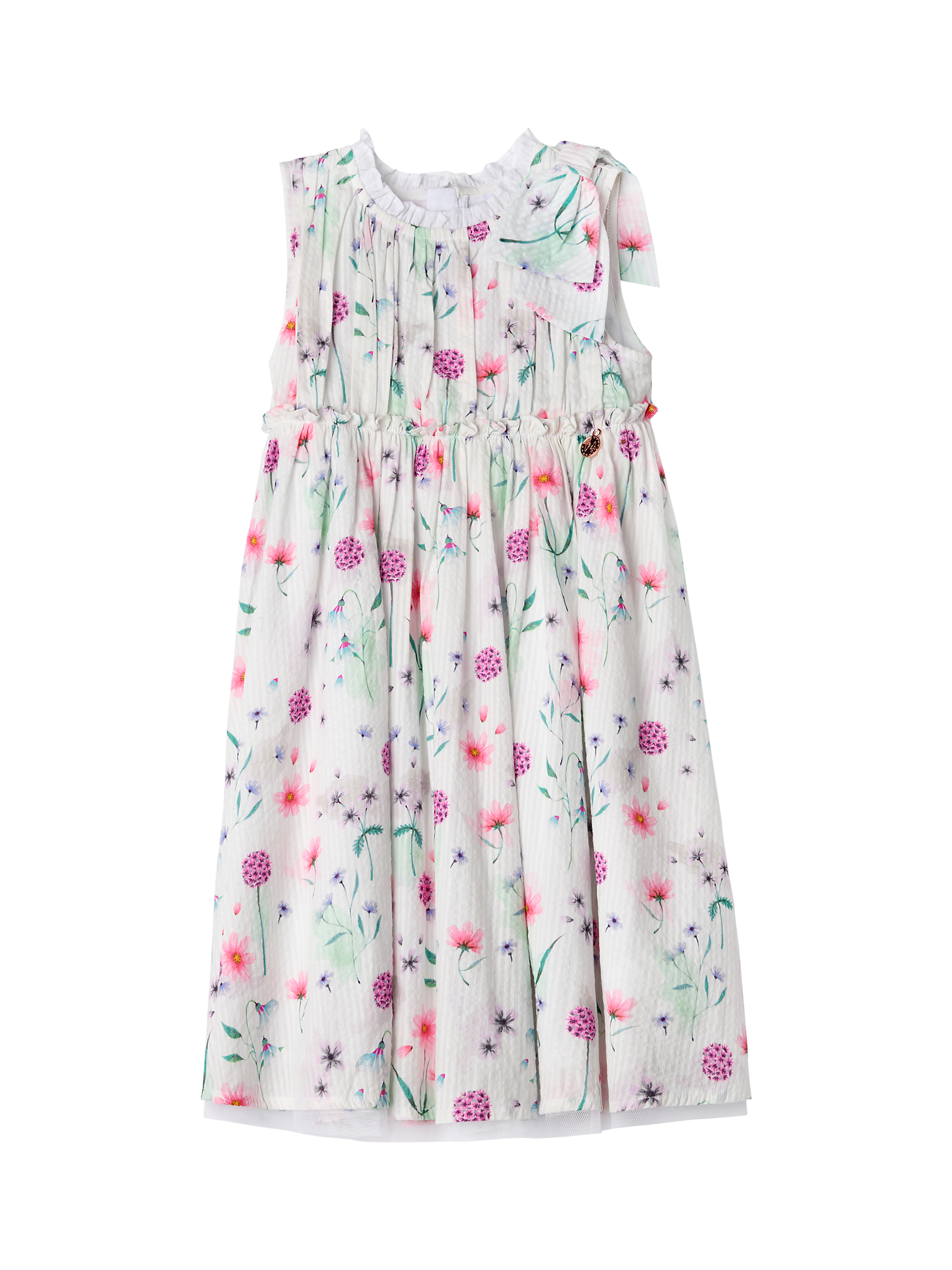 Product image 6 of 8, which shows Angel & Rocket Kids' Bow Shoulder Print Dress, White, 3 years