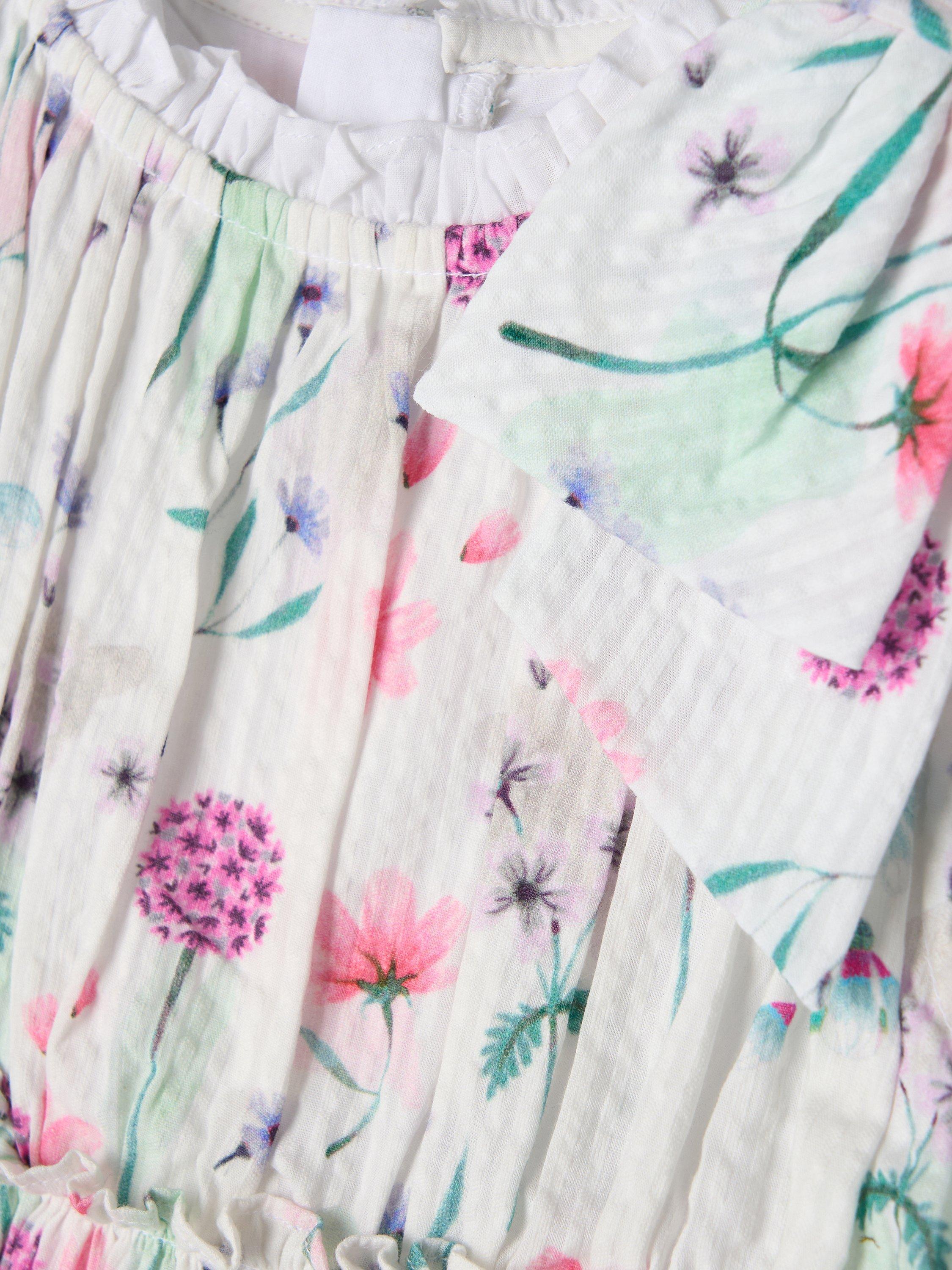 Product image 7 of 8, which shows Angel & Rocket Kids' Bow Shoulder Print Dress, White, 3 years