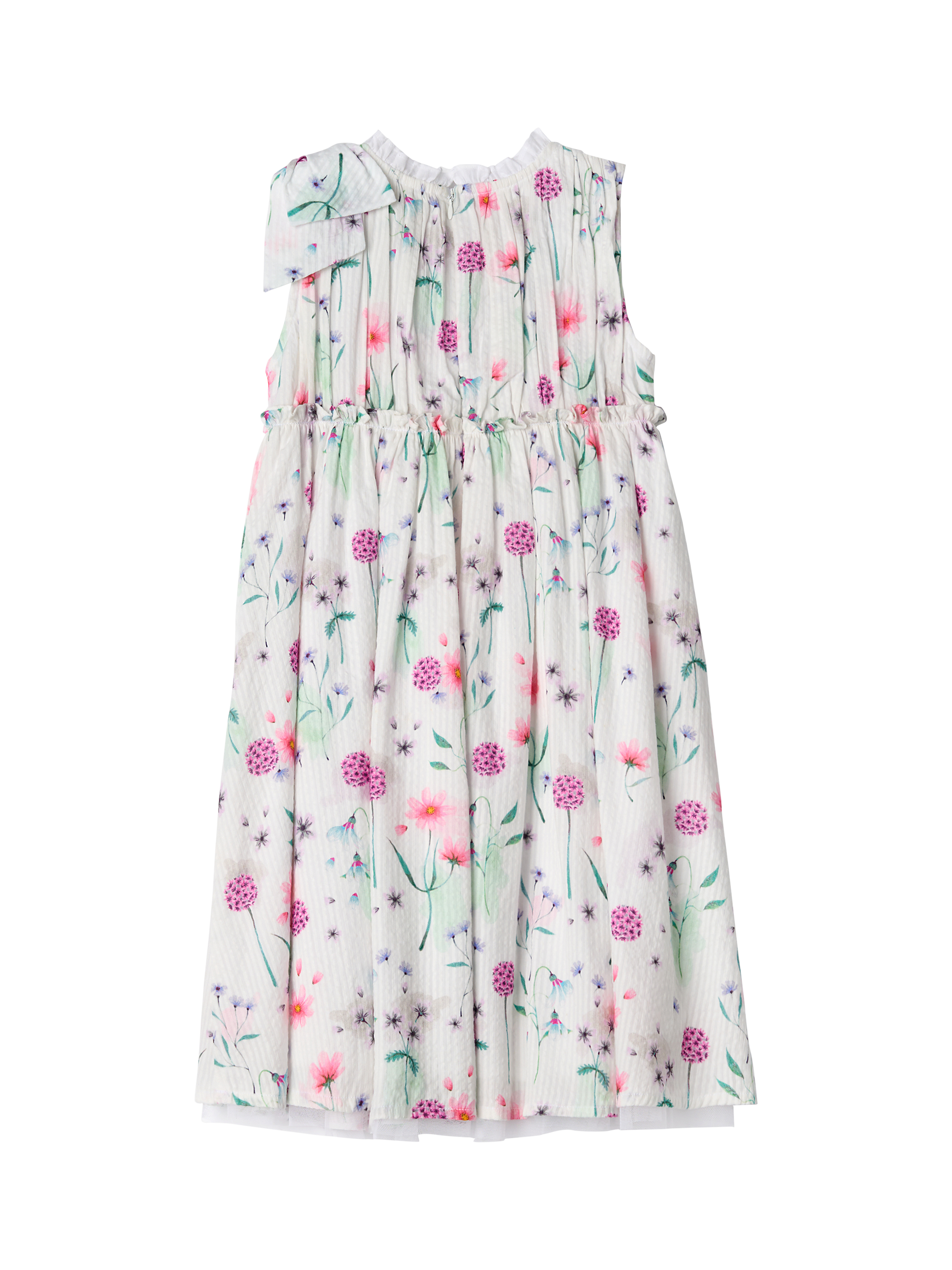 Product image 8 of 8, which shows Angel & Rocket Kids' Bow Shoulder Print Dress, White, 3 years