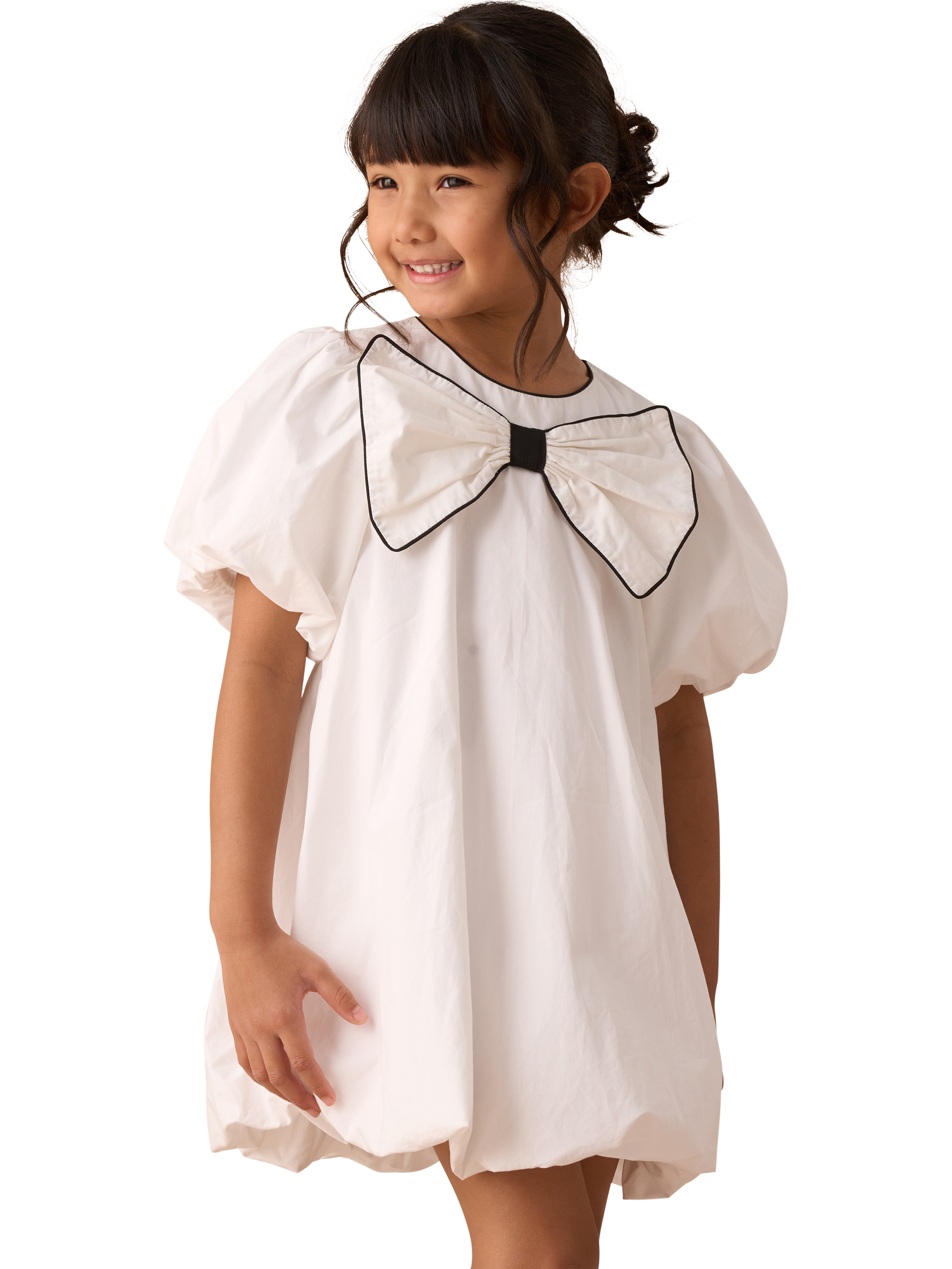 Product image 1 of 7, which shows Angel & Rocket Kids' Puffball Bow Dress, White, 8 years