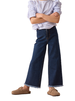 Angel & Rocket Kids' Heart Pocket Cropped Wide Leg Jeans, Blue, Blue