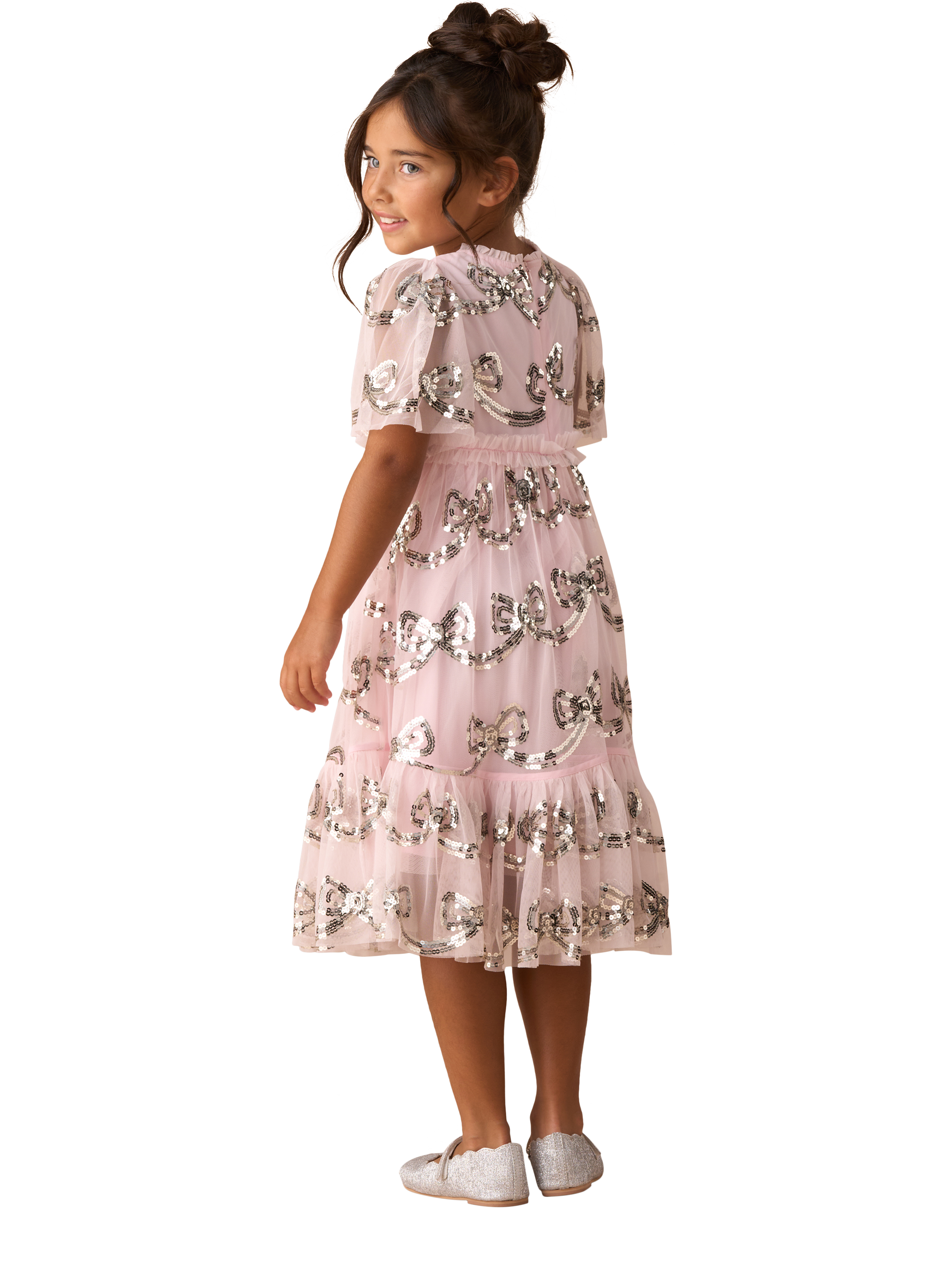 Product image 2 of 2, which shows Angel & Rocket Sequin Bows Dress, Pink/Multi, 3 years