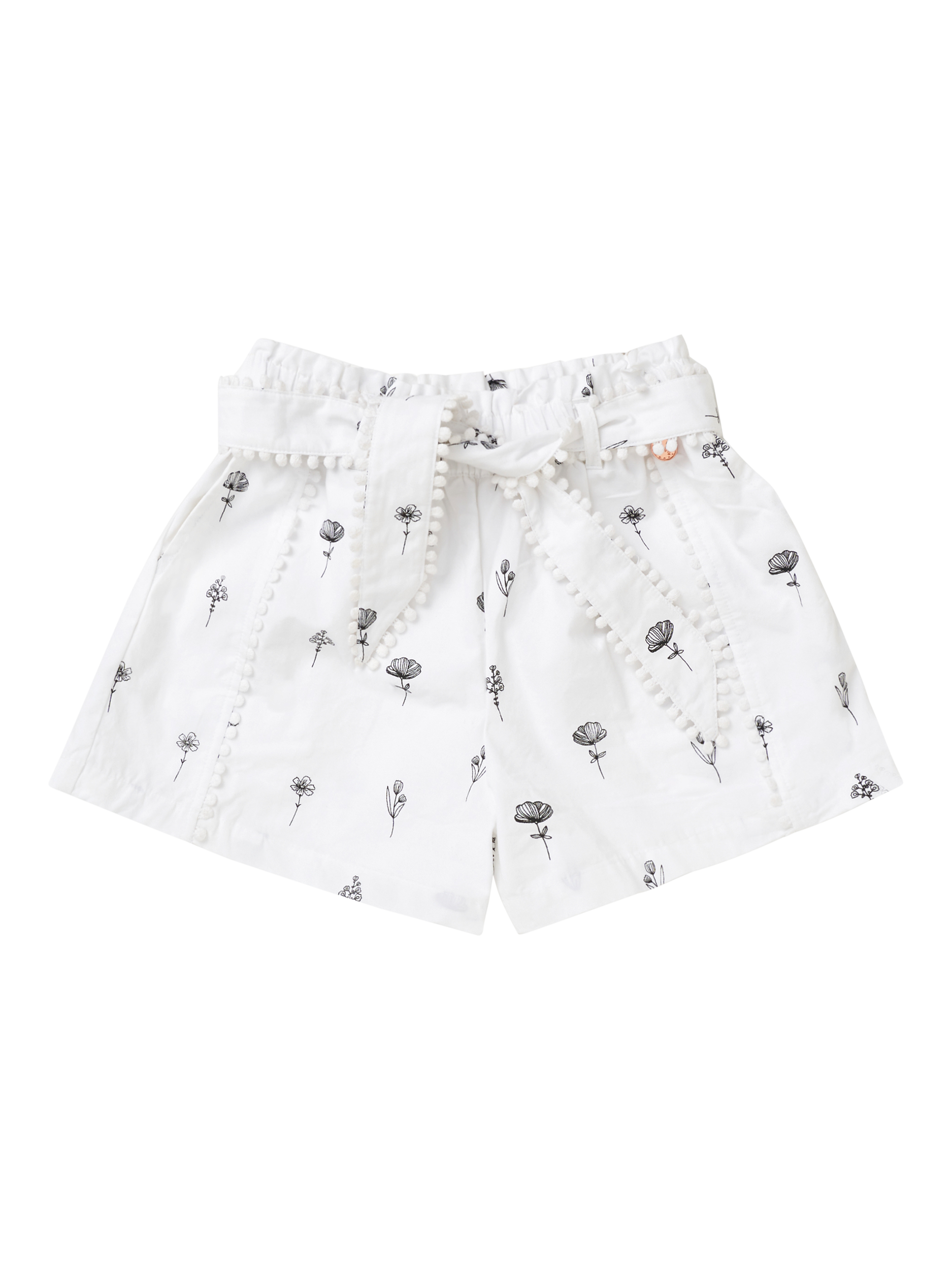 Product image 4 of 6, which shows Angel & Rocket Kids' Poplin Shorts, Ivory/Black, 3 years