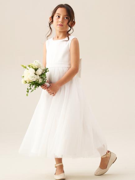 Angel & Rocket Kids' Ballerina Bow Dress, White, White