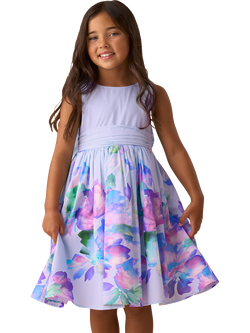 Angel & Rocket Kids' Bow Back Dress, Purple/Multi, Purple/Multi