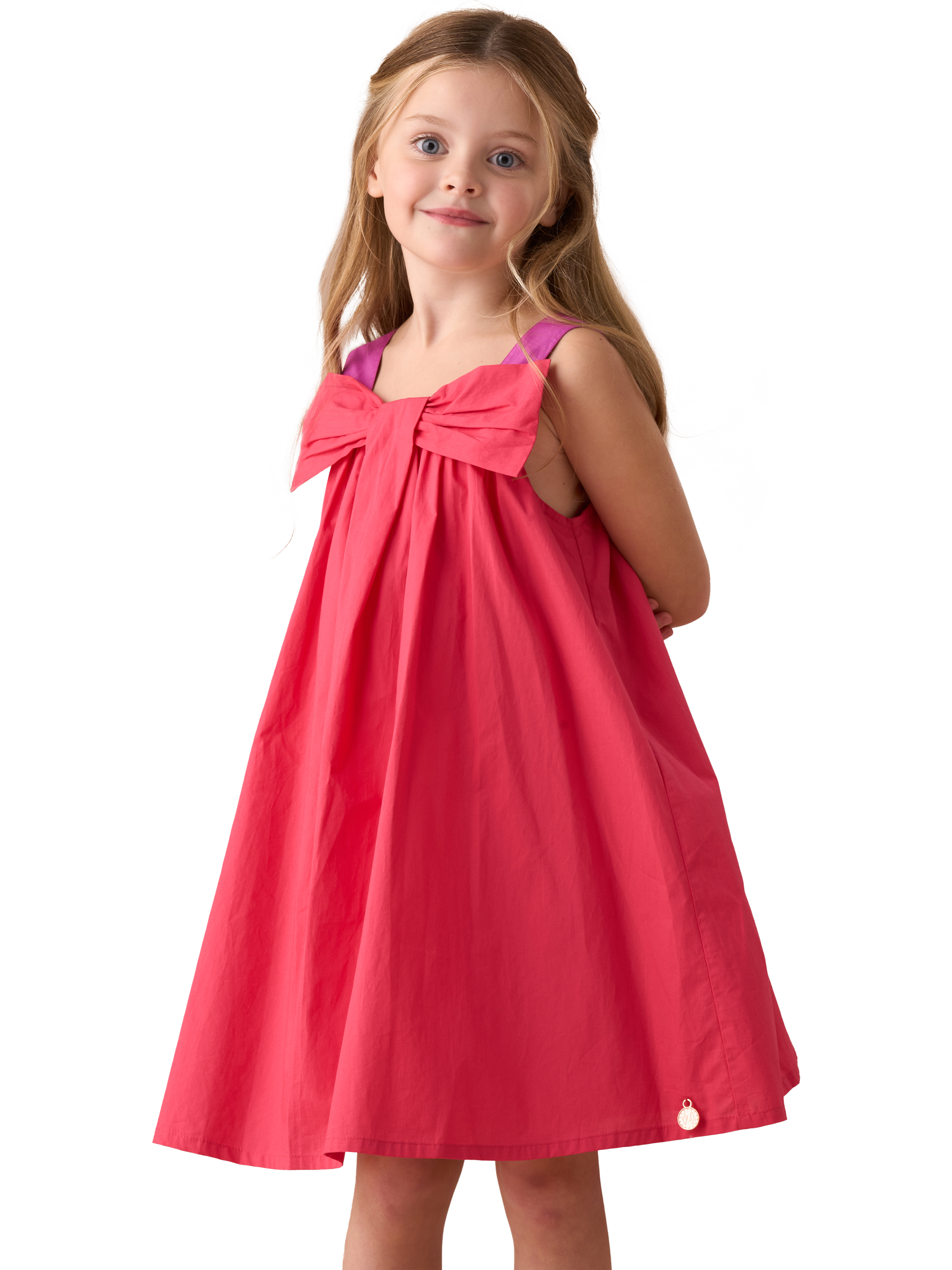 Product image 5 of 8, which shows Angel & Rocket Kids' Oversized Bow Swing Dress, Pink, 4 years
