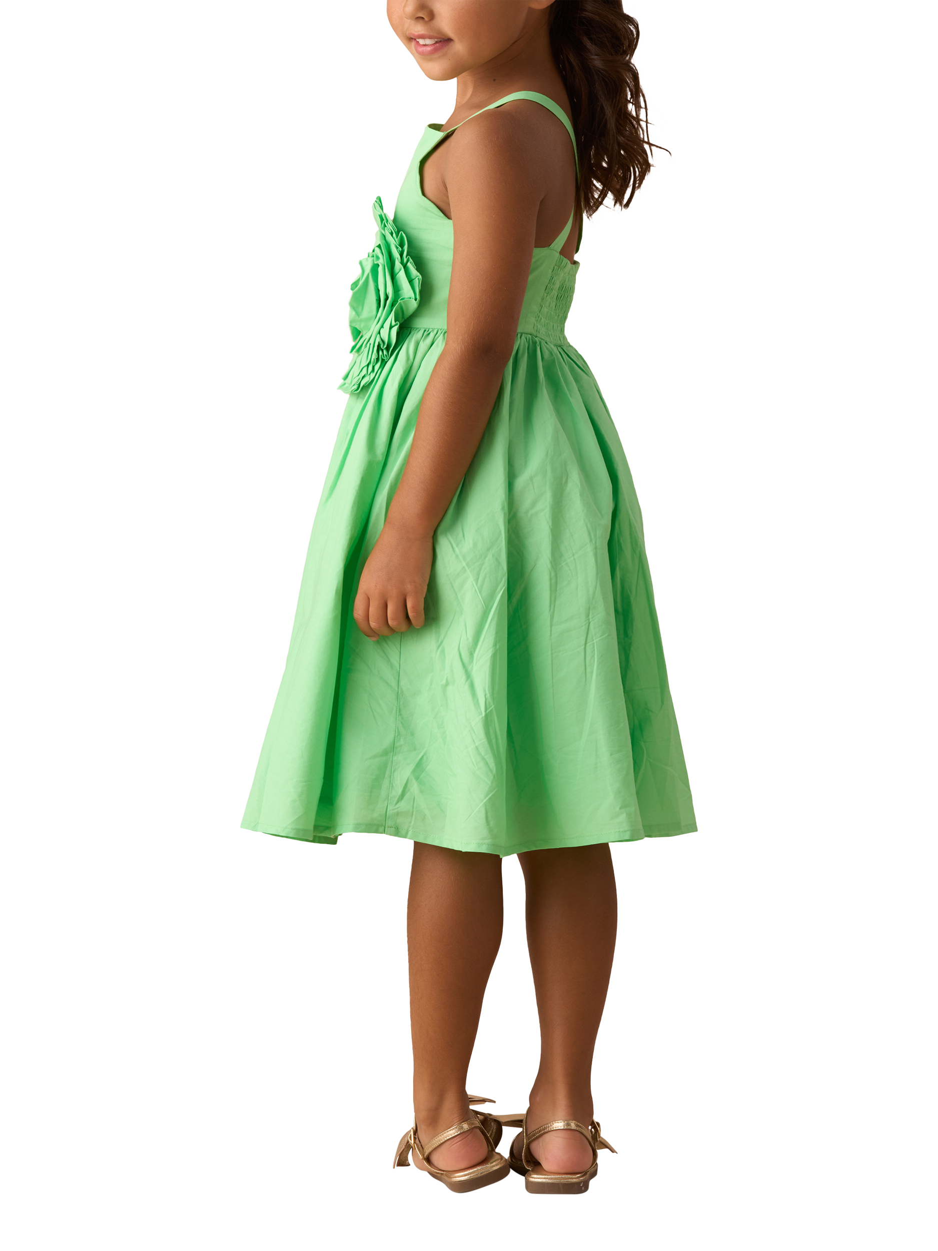 Product image 2 of 4, which shows Angel & Rocket Corsage Scallop Dress, Green, 3 years