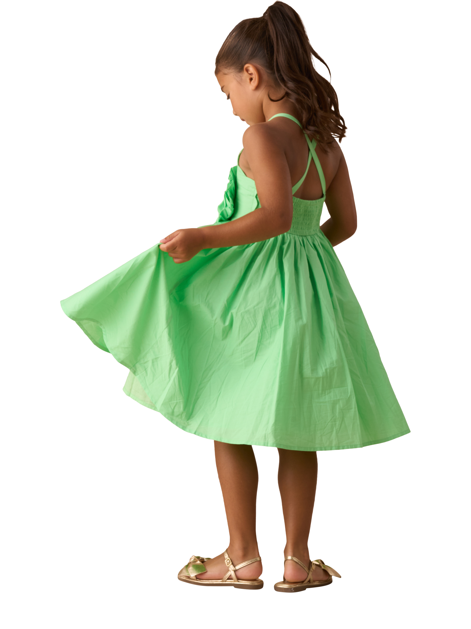 Product image 4 of 4, which shows Angel & Rocket Corsage Scallop Dress, Green, 3 years