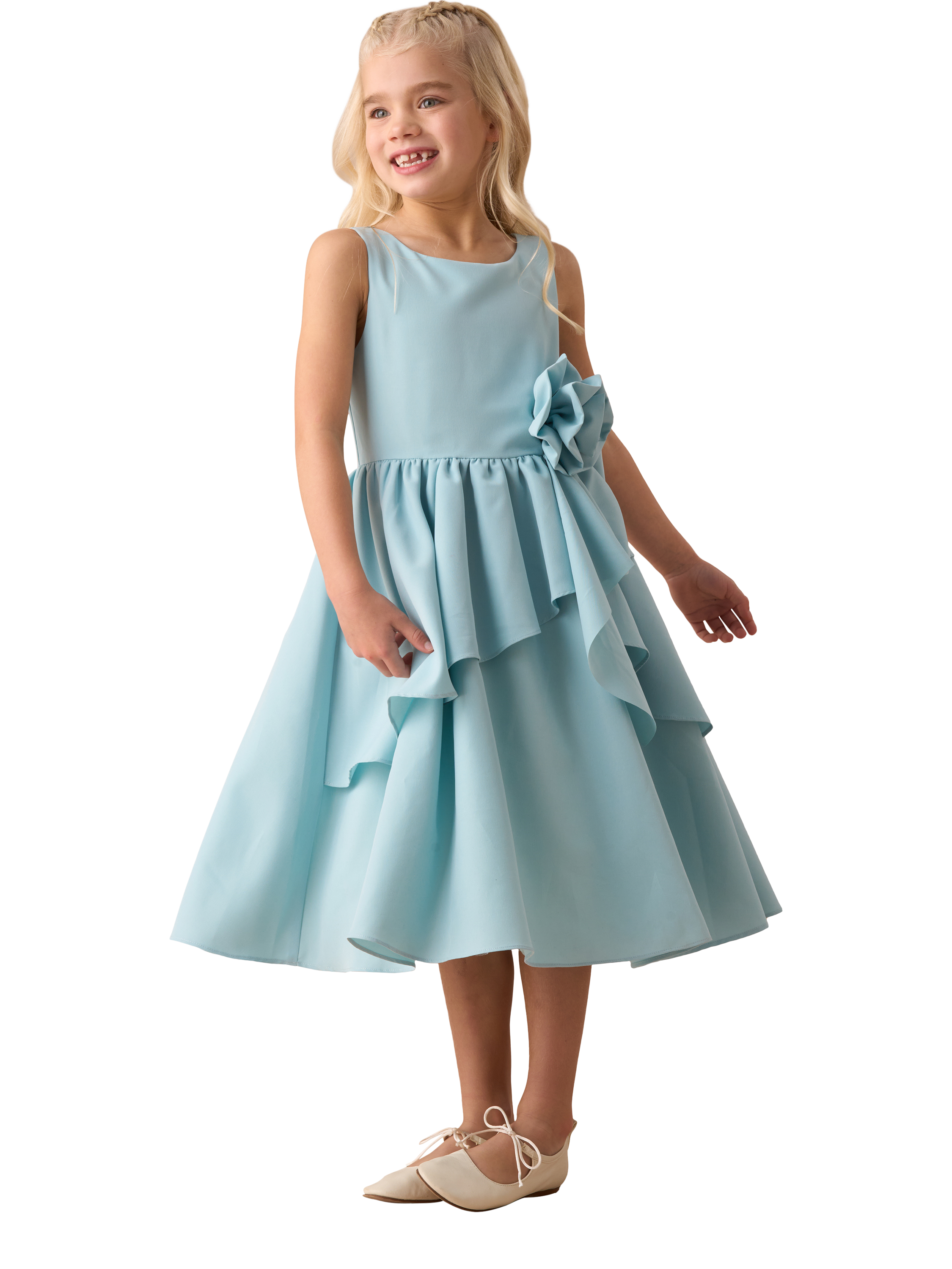 Product image 1 of 8, which shows Angel & Rocket Lourdes Corsage Waist Dress, Green, 4 years