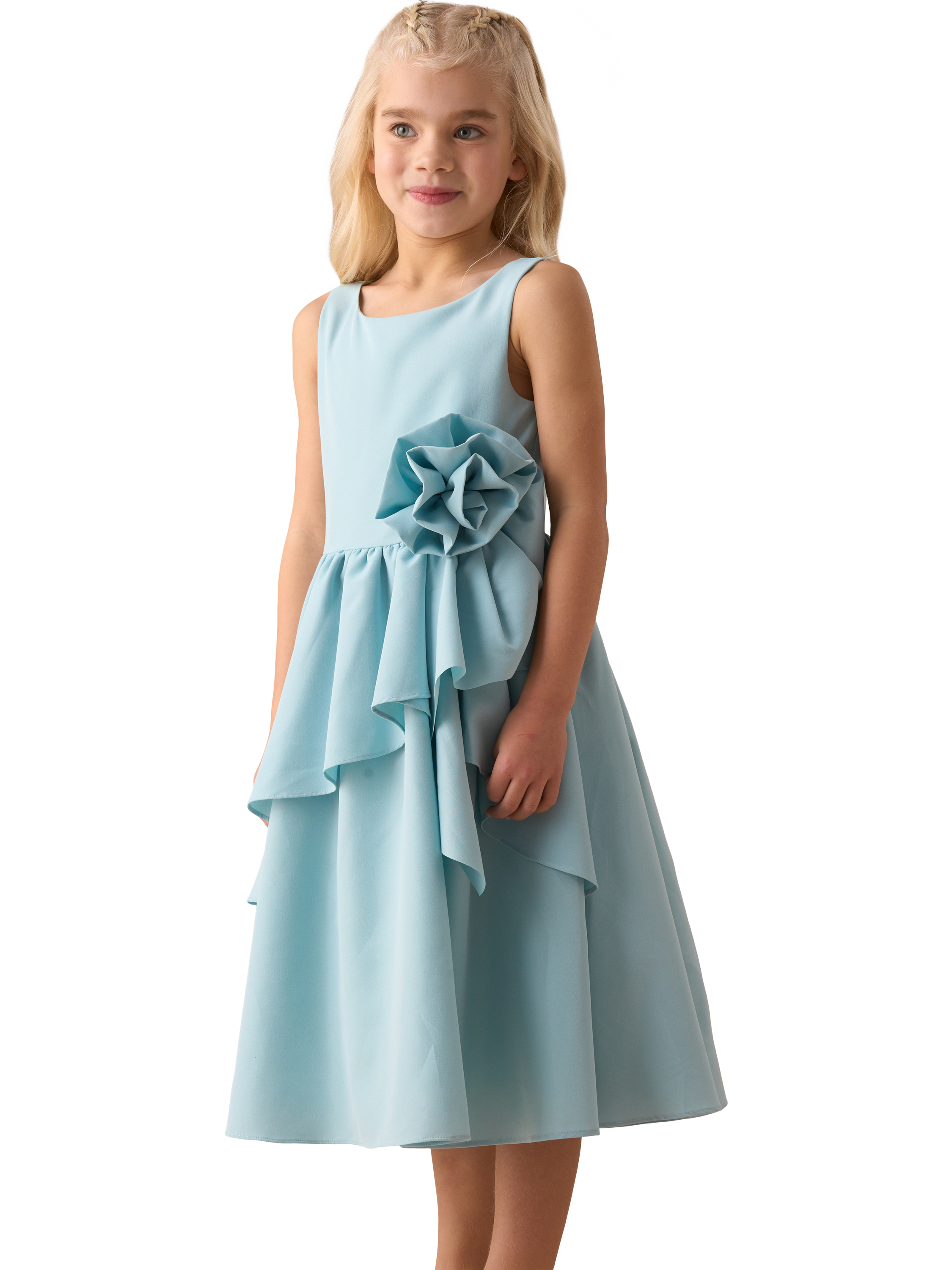 Product image 4 of 8, which shows Angel & Rocket Lourdes Corsage Waist Dress, Green, 4 years