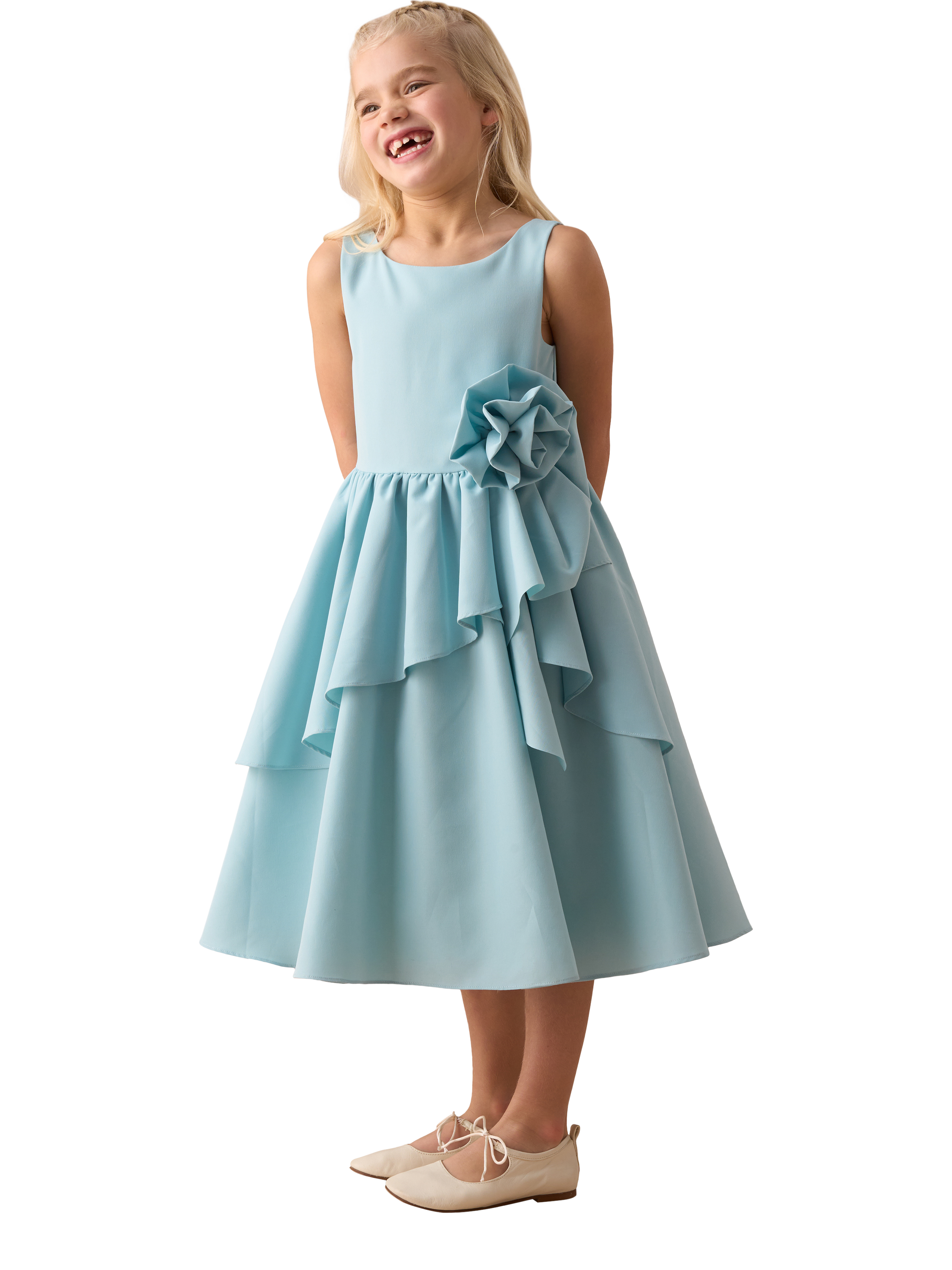 Product image 5 of 8, which shows Angel & Rocket Lourdes Corsage Waist Dress, Green, 4 years