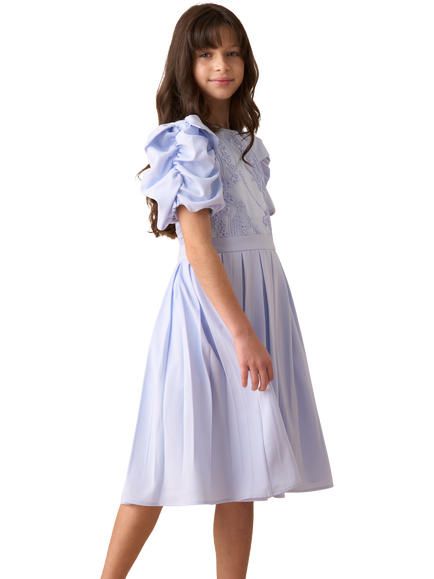 Angel & Rocket Kids' Coralie Embroidered Bodice Dress, Blue - view 2, Blue