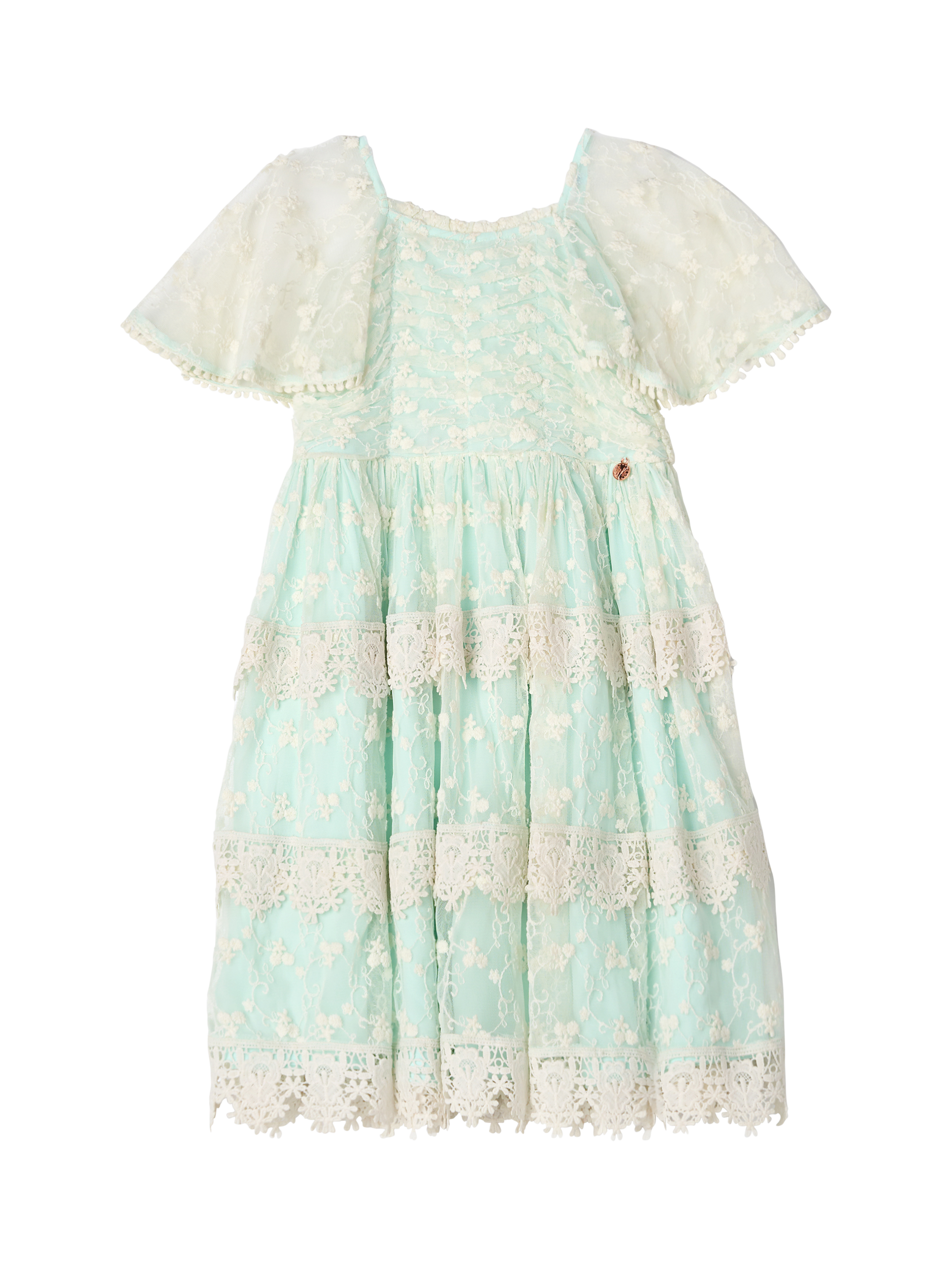 Product image 6 of 8, which shows Angel & Rocket Kids' Lace Tiered Dress, Green, 5 years
