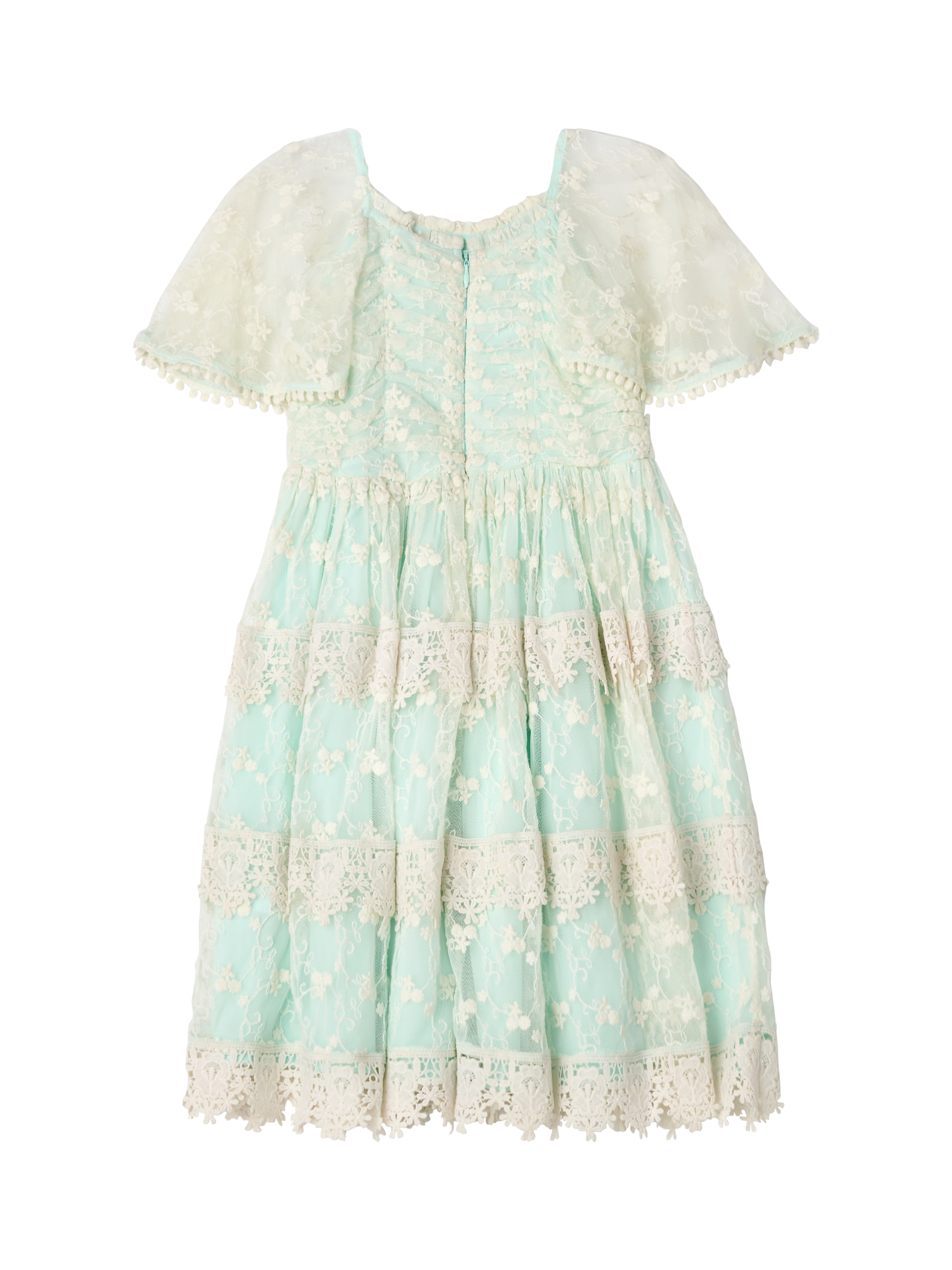 Product image 7 of 8, which shows Angel & Rocket Kids' Lace Tiered Dress, Green, 5 years