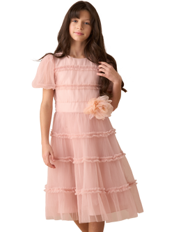 Angel & Rocket Kids' Mesh Corsage Dress, Pink, Pink