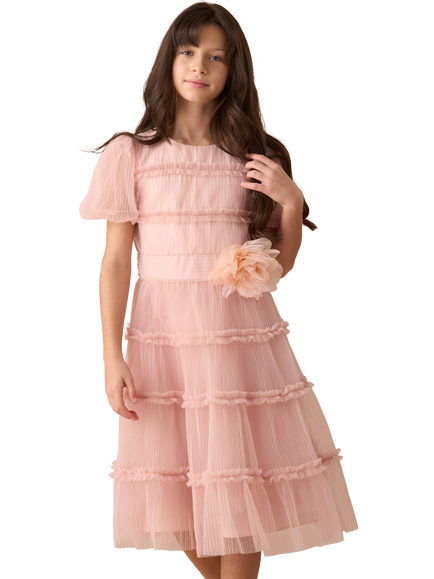 Angel & Rocket Kids' Mesh Corsage Dress, Pink, Pink