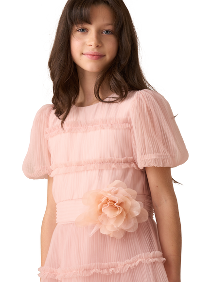 Angel & Rocket Kids' Mesh Corsage Dress, Pink - view 2, Pink