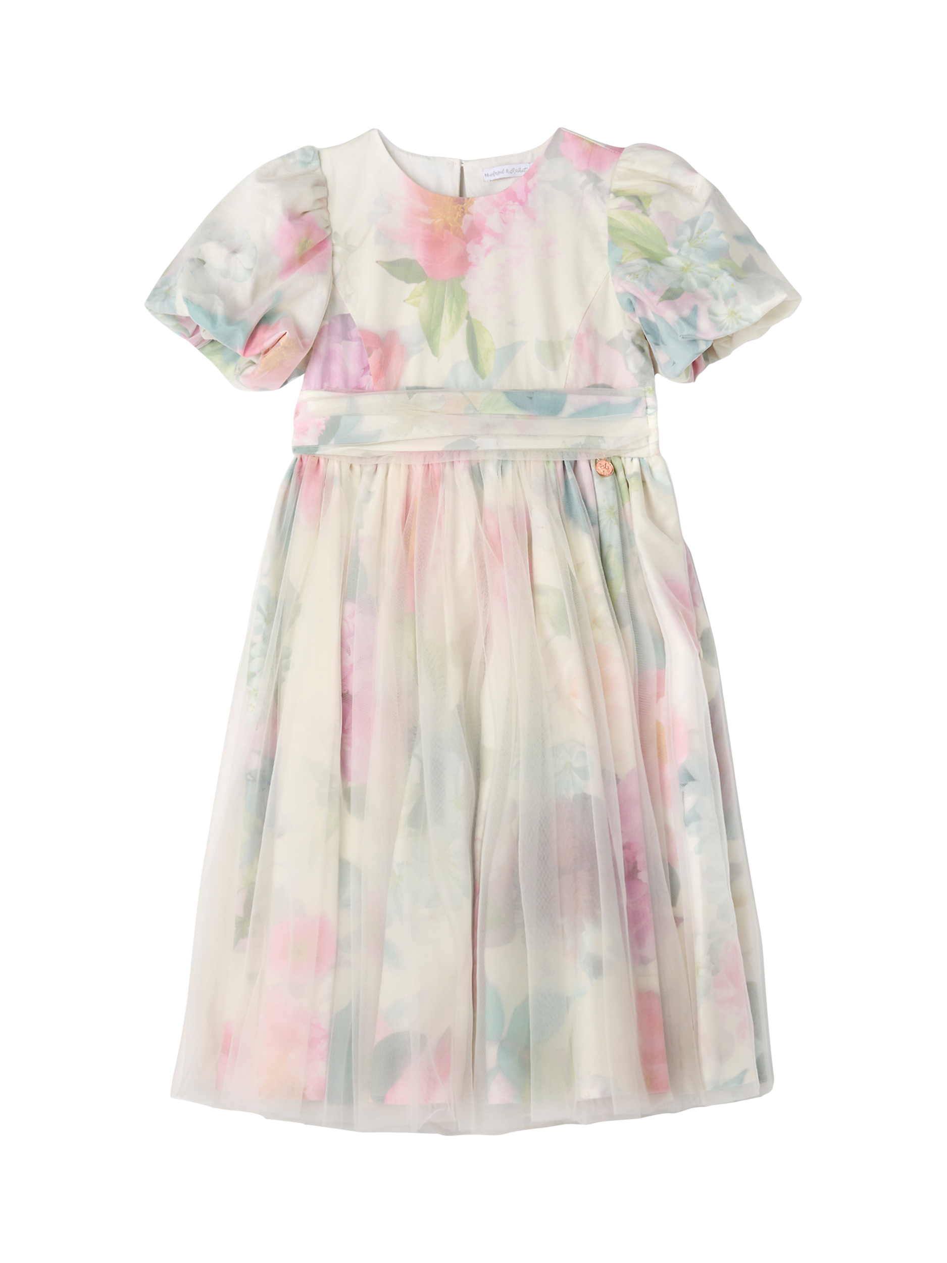 Product image 7 of 9, which shows Angel & Rocket Kids' Floral Mesh Puff Sleeve Dress, Multi, 5 years