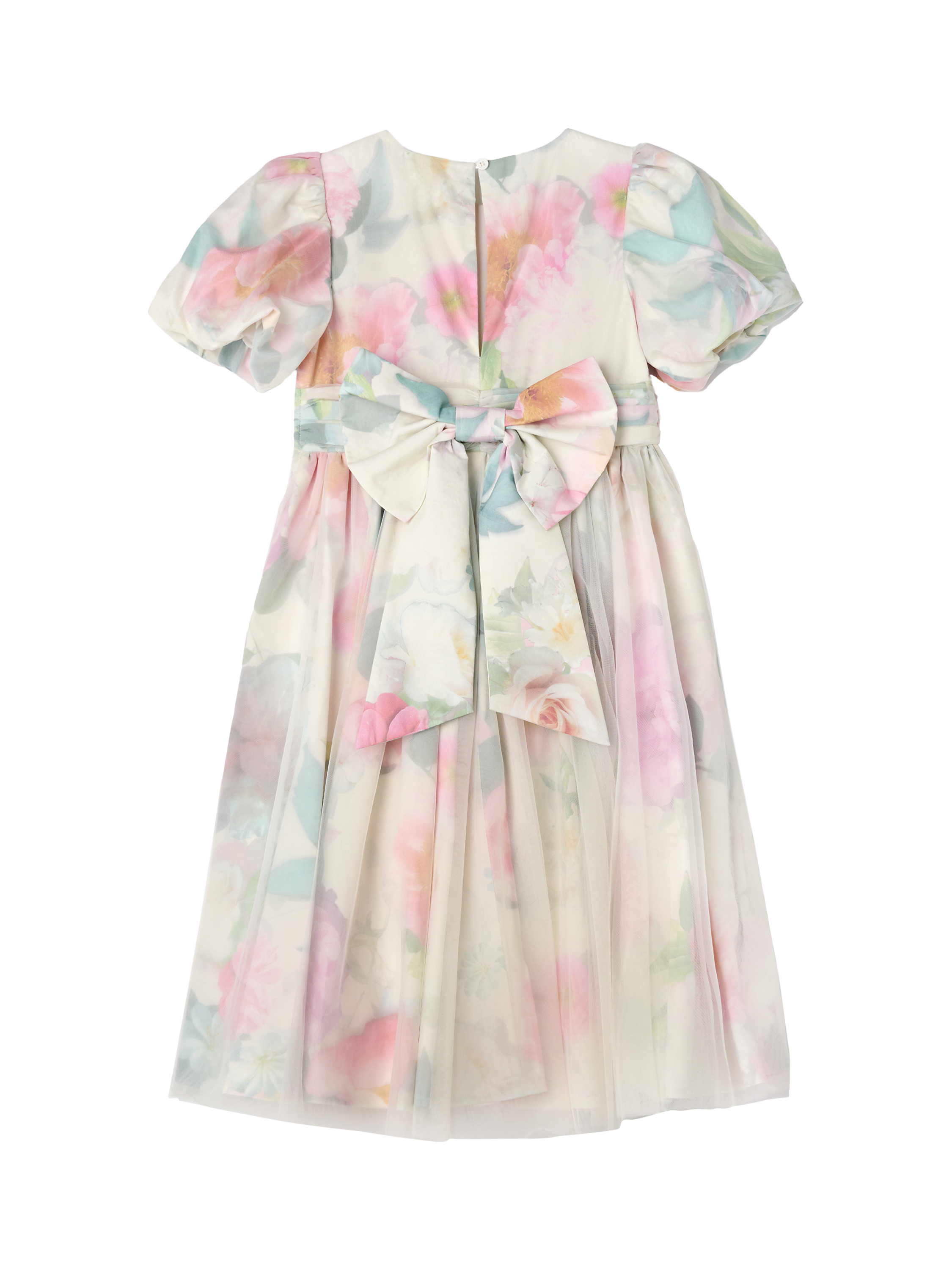 Product image 8 of 9, which shows Angel & Rocket Kids' Floral Mesh Puff Sleeve Dress, Multi, 5 years