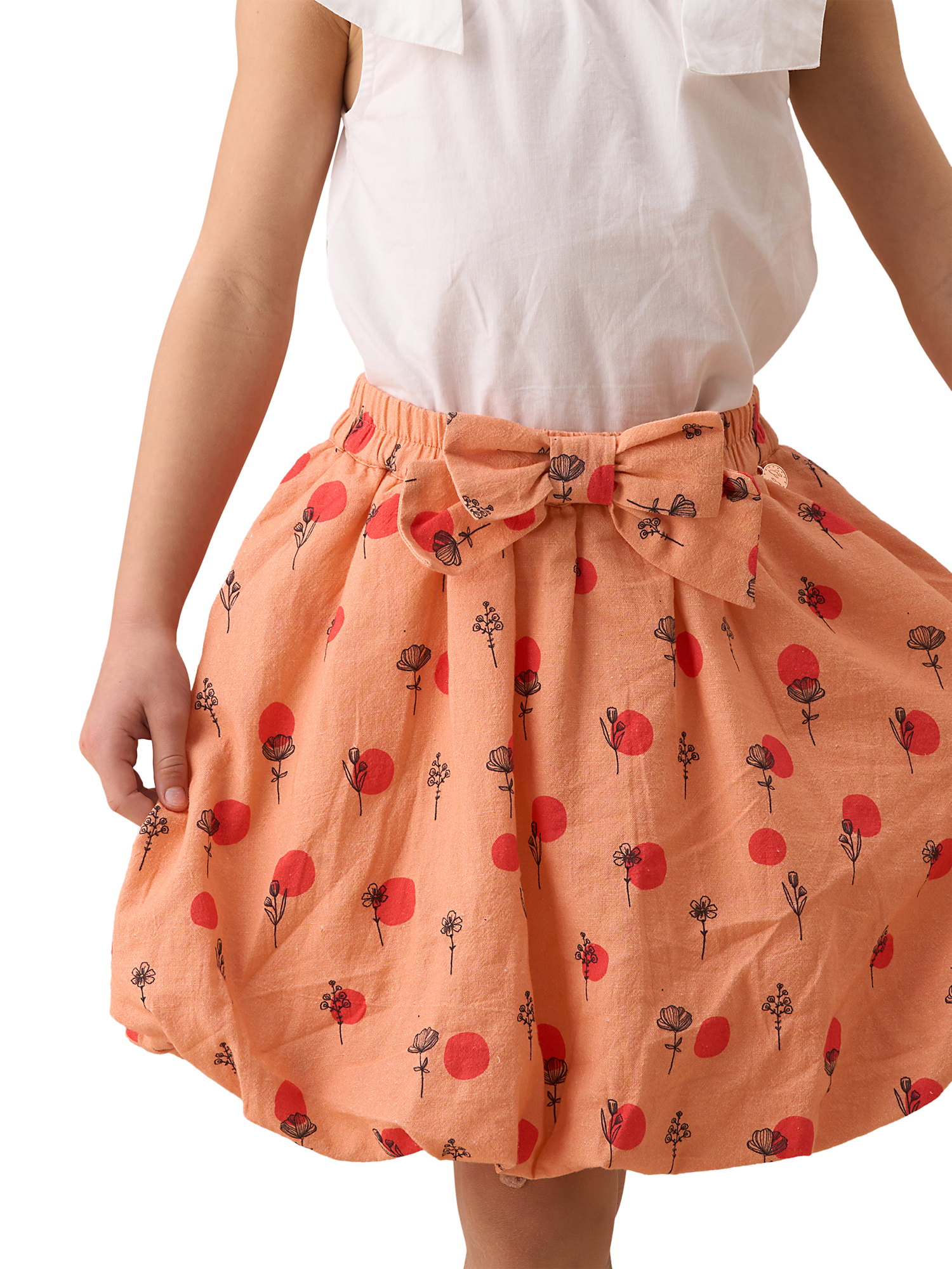 Product image 1 of 6, which shows Angel & Rocket Kids' Puff Ball Skirt, Coral, 2 years